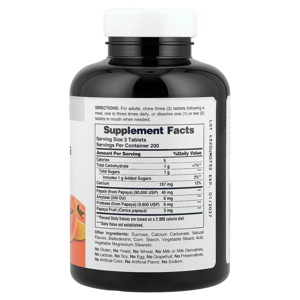 American Health, Original Chewable Papaya Enzyme, 600 Tablets