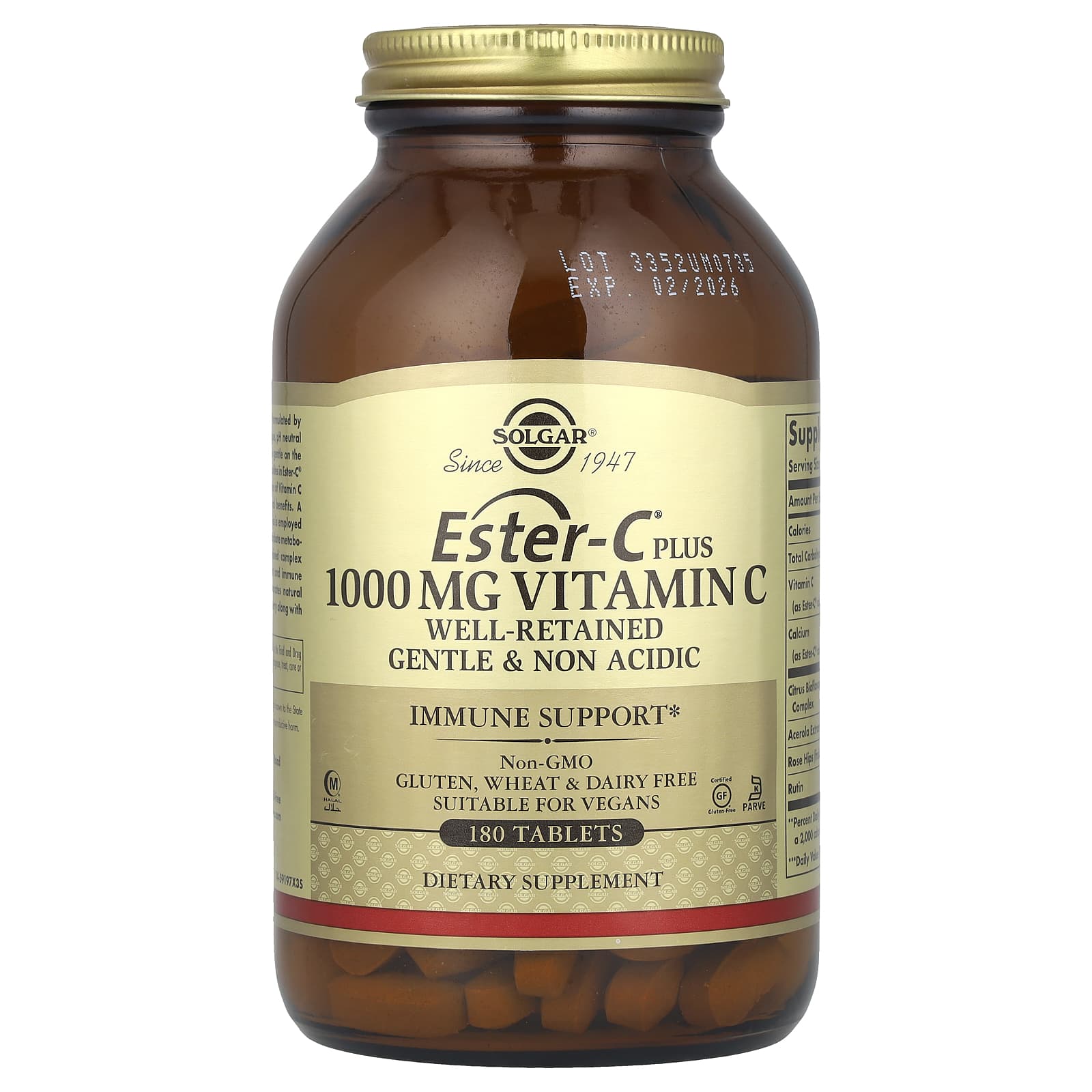 Solgar, Ester-C® Plus, Vitamin C, 1,000 mg, 180 Tablets