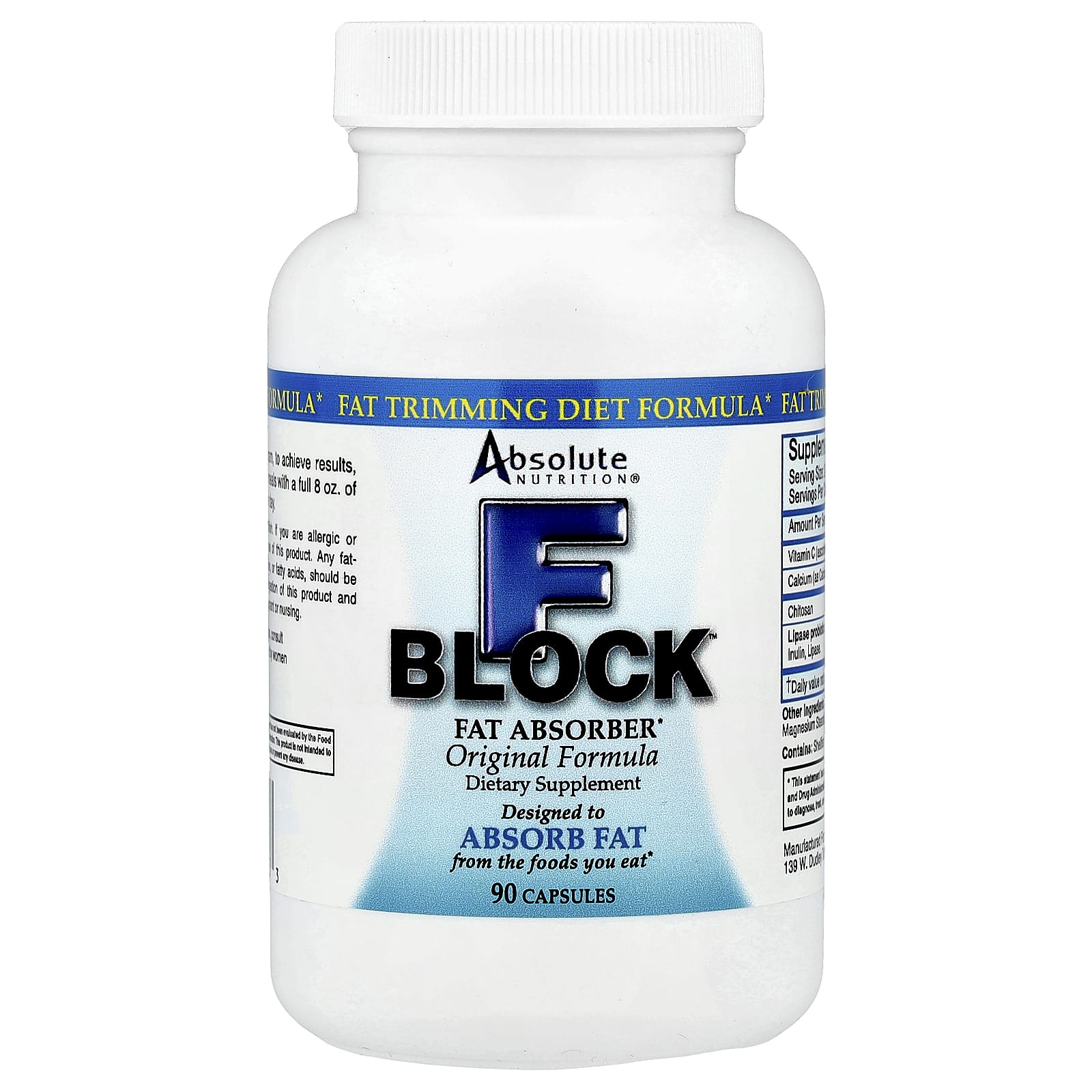 Absolute Nutrition, FBlock™, Fat Absorber, Original Formula, 90 Capsules