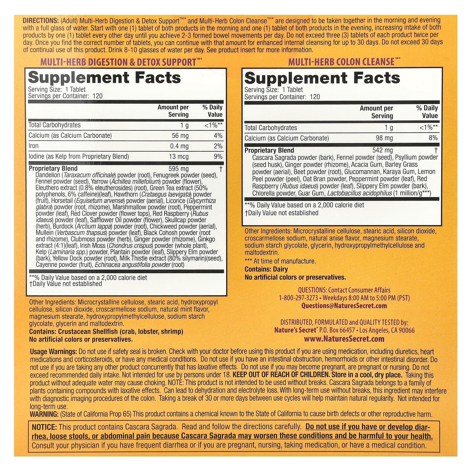 Nature's Secret, Ultimate Cleanse®, 2 Part Total-Body Program, 2 Bottles, 120 Tablets Each