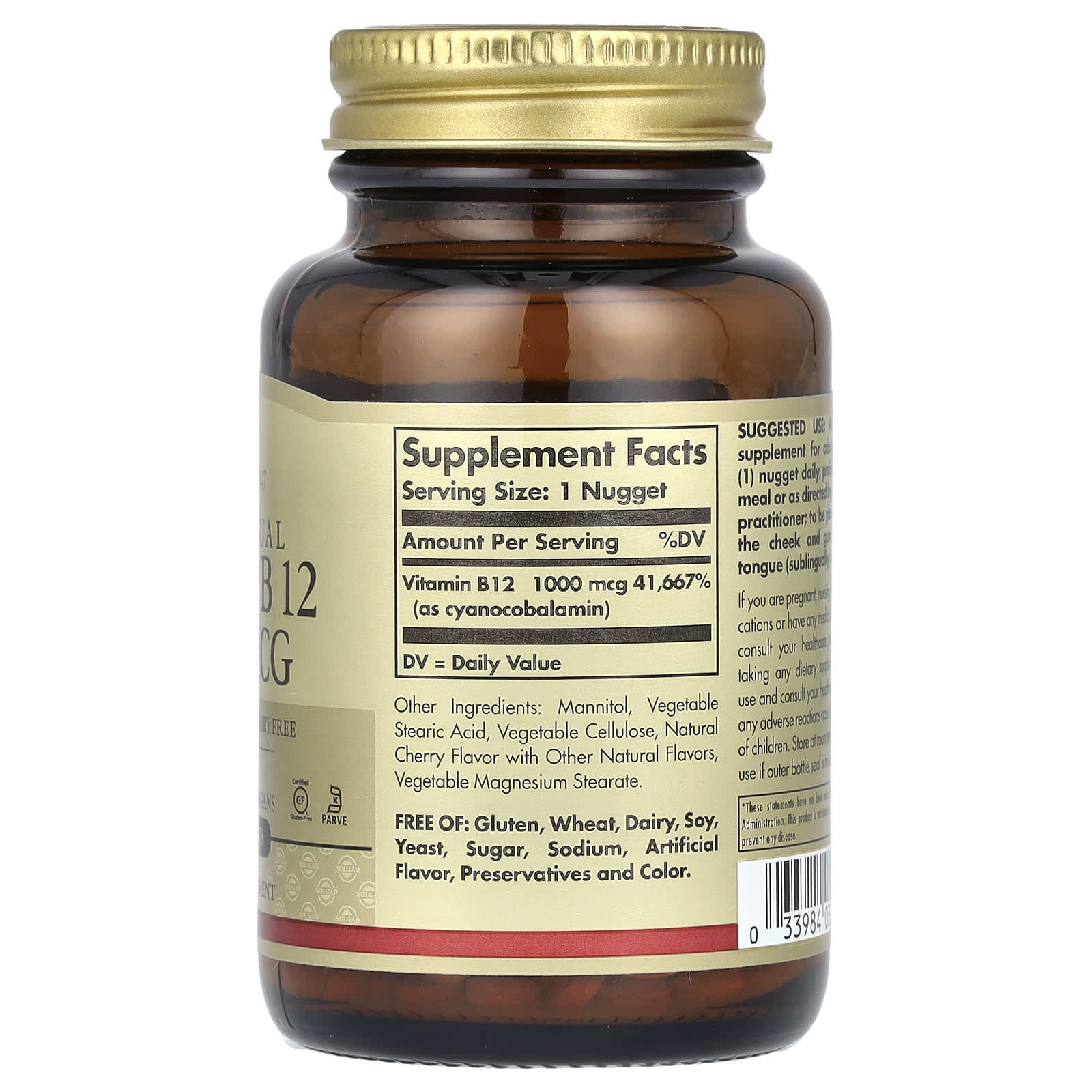Solgar, Sublingual Vitamin B12, 1,000 mcg, 250 Nuggets