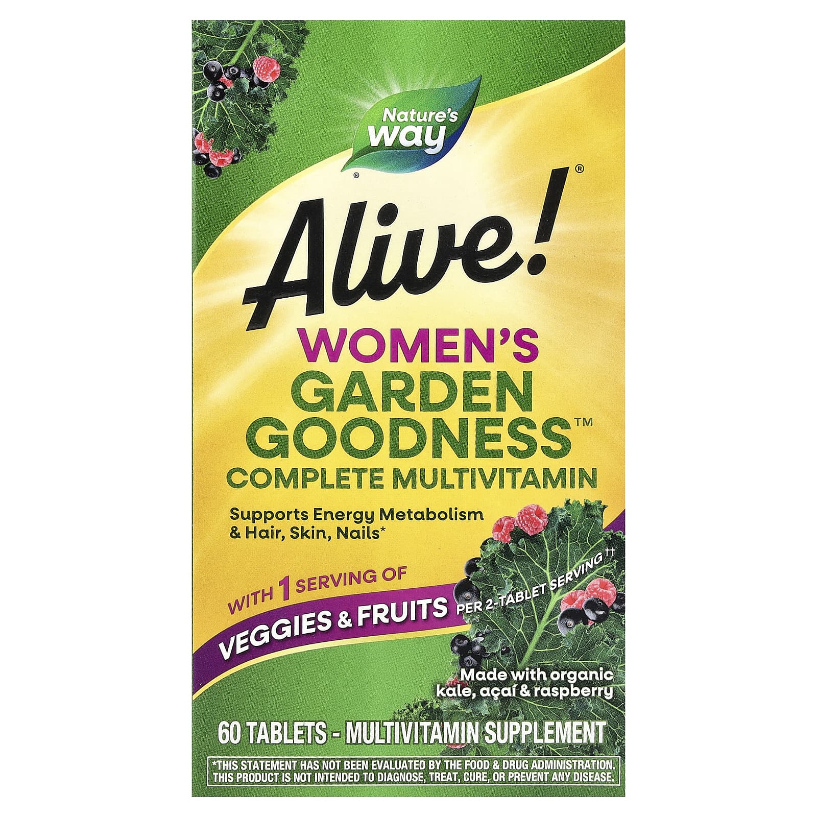 Nature's Way, Alive! Garden Goodness, Women's Multivitamin, 60 Tablets