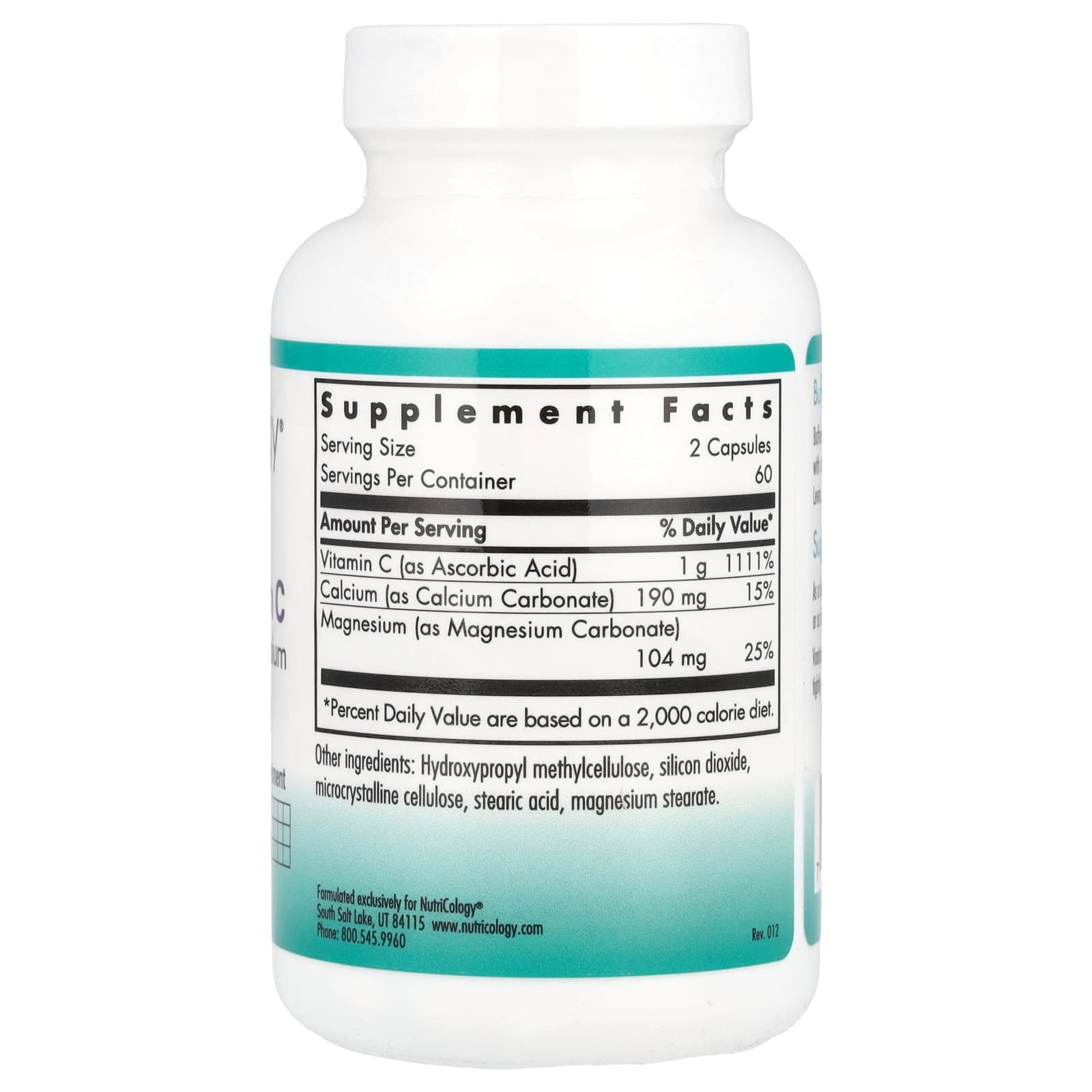 Nutricology, Buffered Vitamin C with Calcium and Magnesium, 120 Vegetarian Capsules