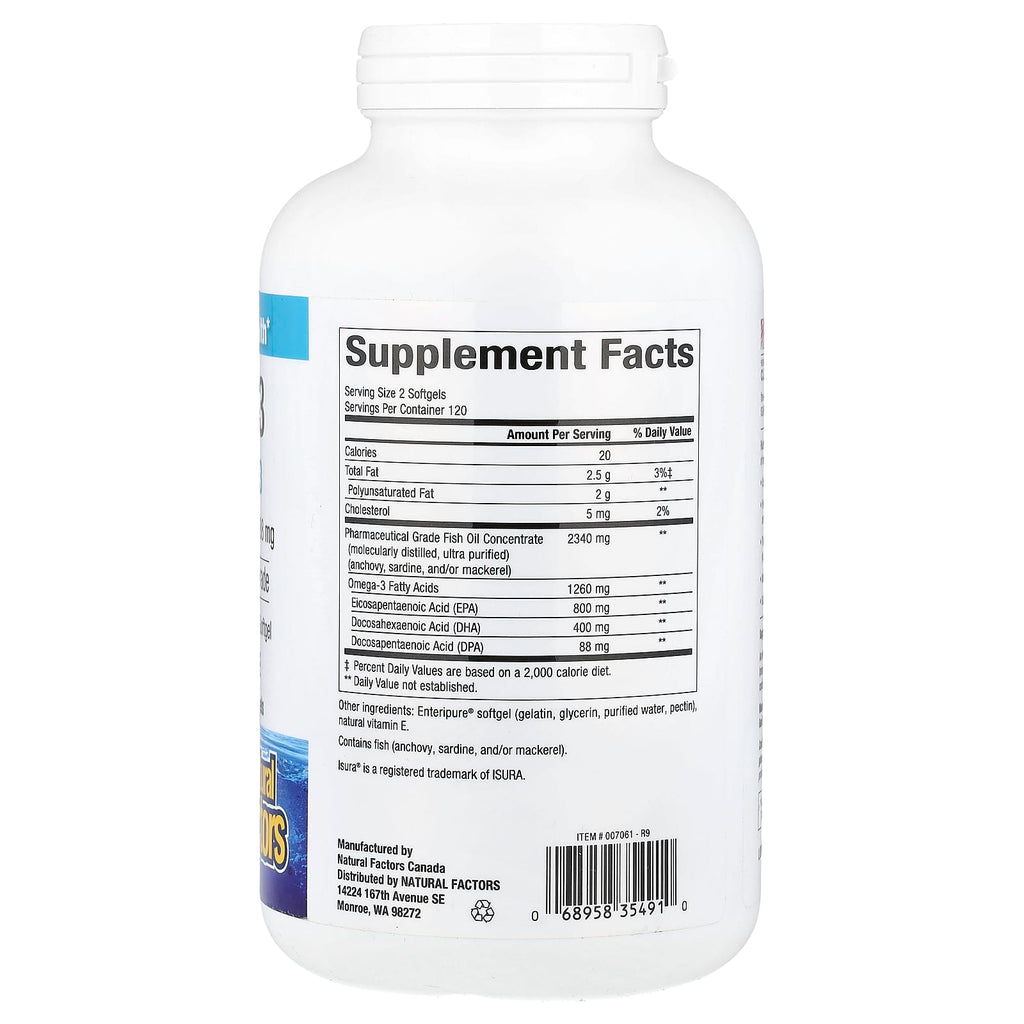 Natural Factors, Rx Omega-3, 240 Softgels (630 mg per Softgel)