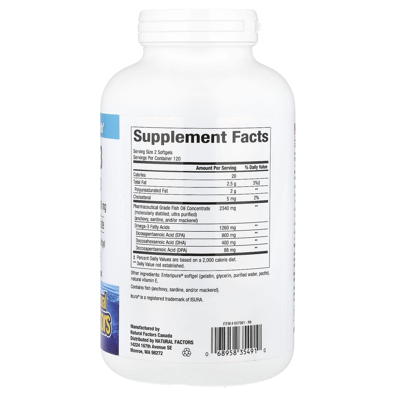 Natural Factors, Rx Omega-3, 240 Softgels (630 mg per Softgel)