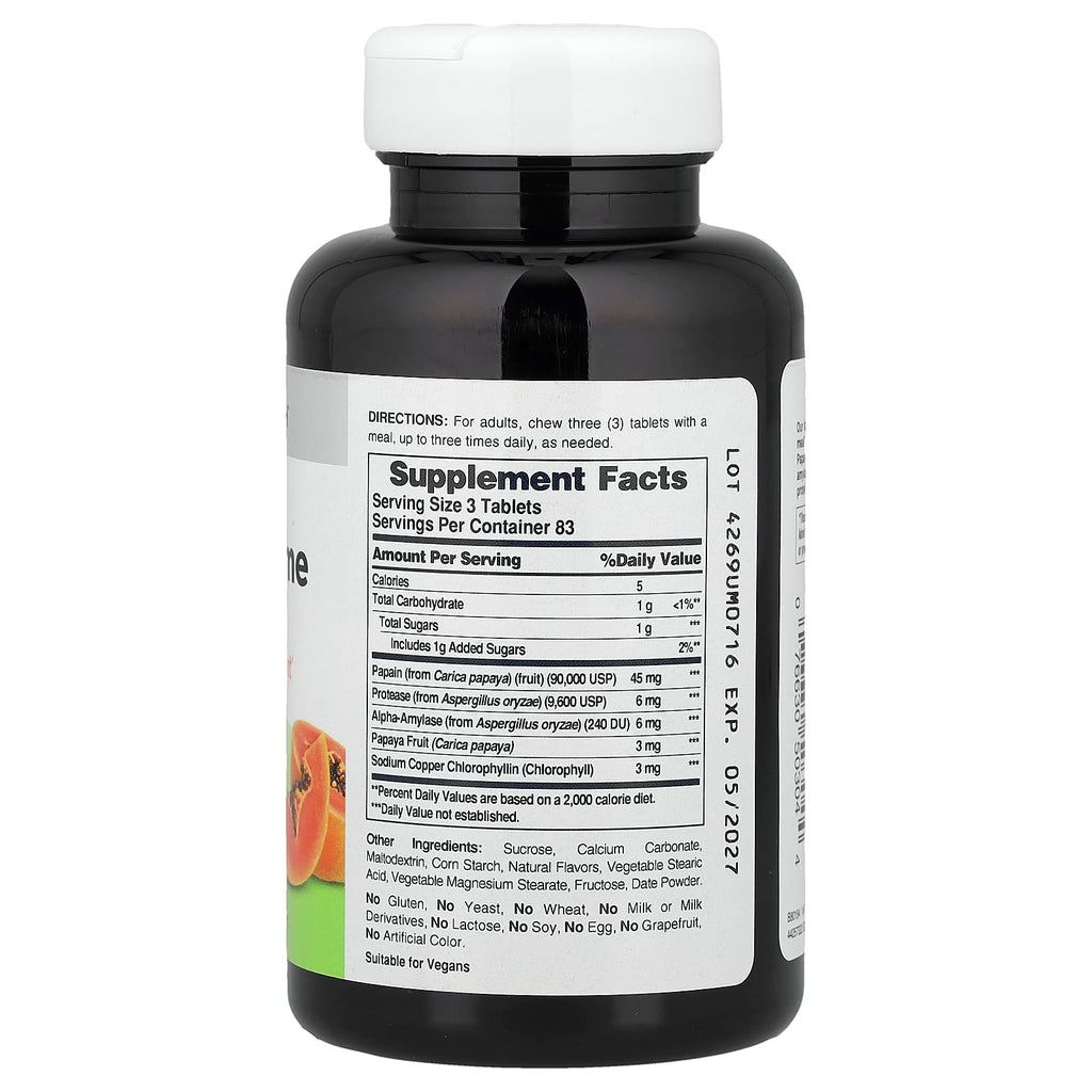 American Health, Chewable Papaya Enzyme with Chlorophyll, 250 Chewable Tablets