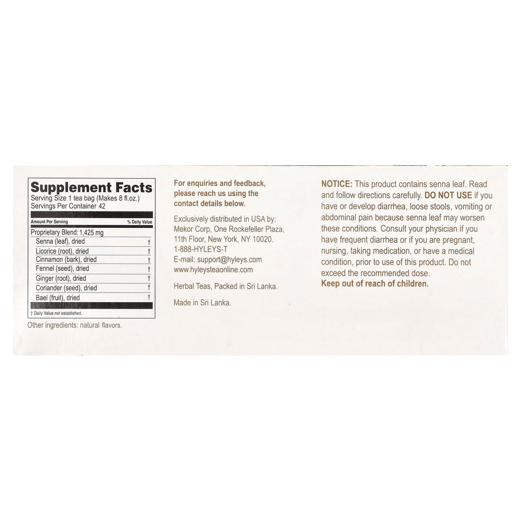Hyleys Tea, Colon Cleanse, Assorted Tea Collection, Caffeine Free, 42 Foil Envelope Tea Bags, 2.22 oz (63 g)