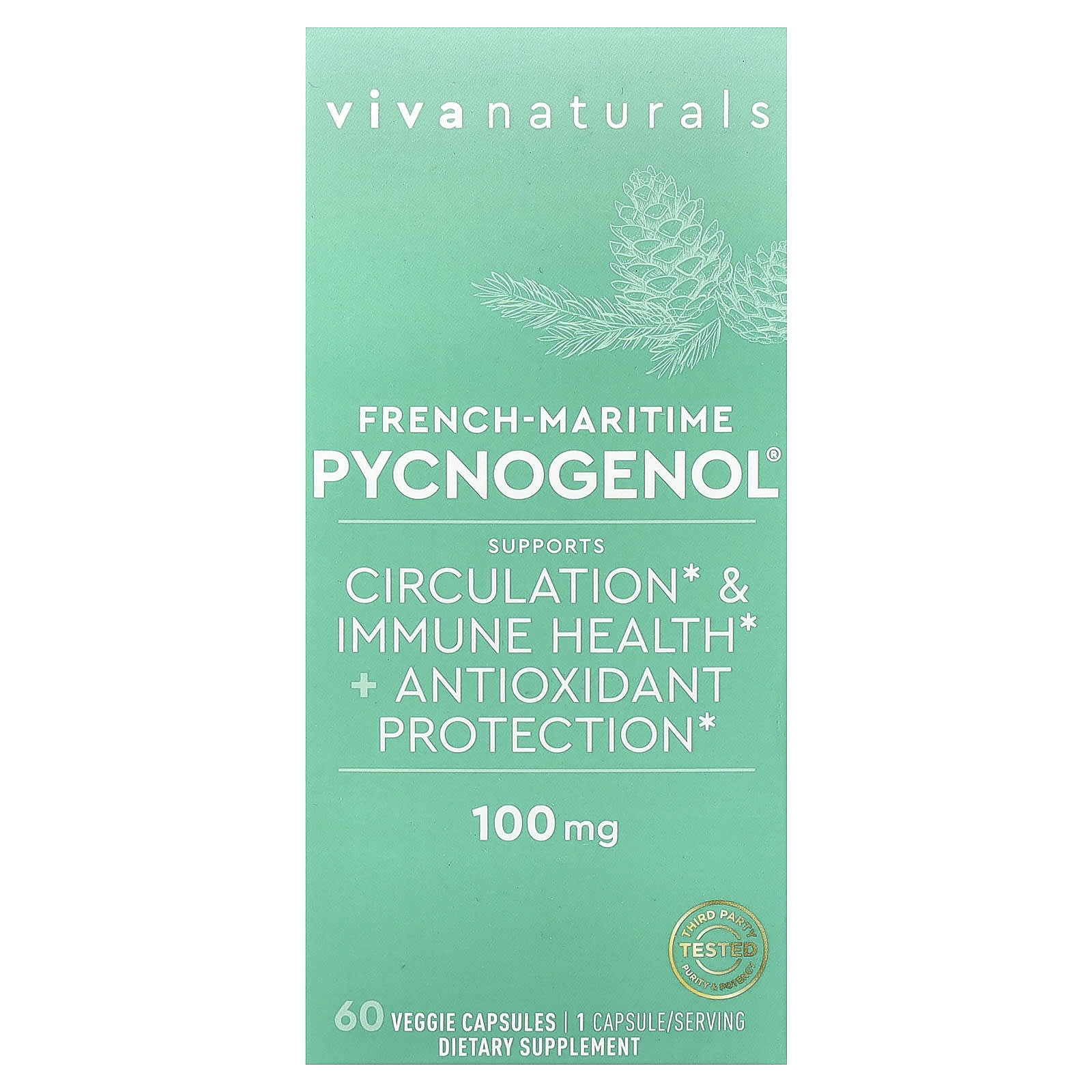 Viva Naturals, French-Maritime Pycnogenol®, 100 mg, 60 Veggie Capsules