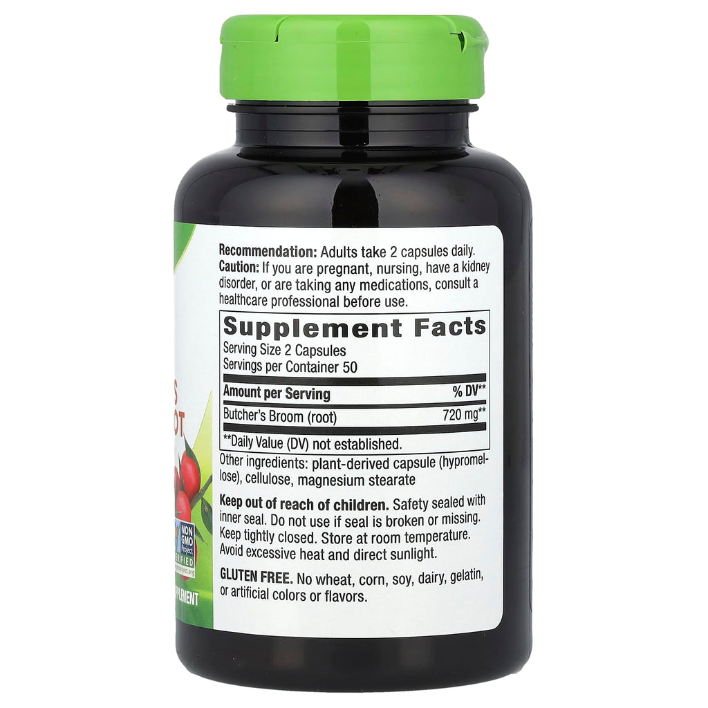 Nature's Way, Butcher's Broom Root, 100 Vegan Capsules (360 mg per Capsule)