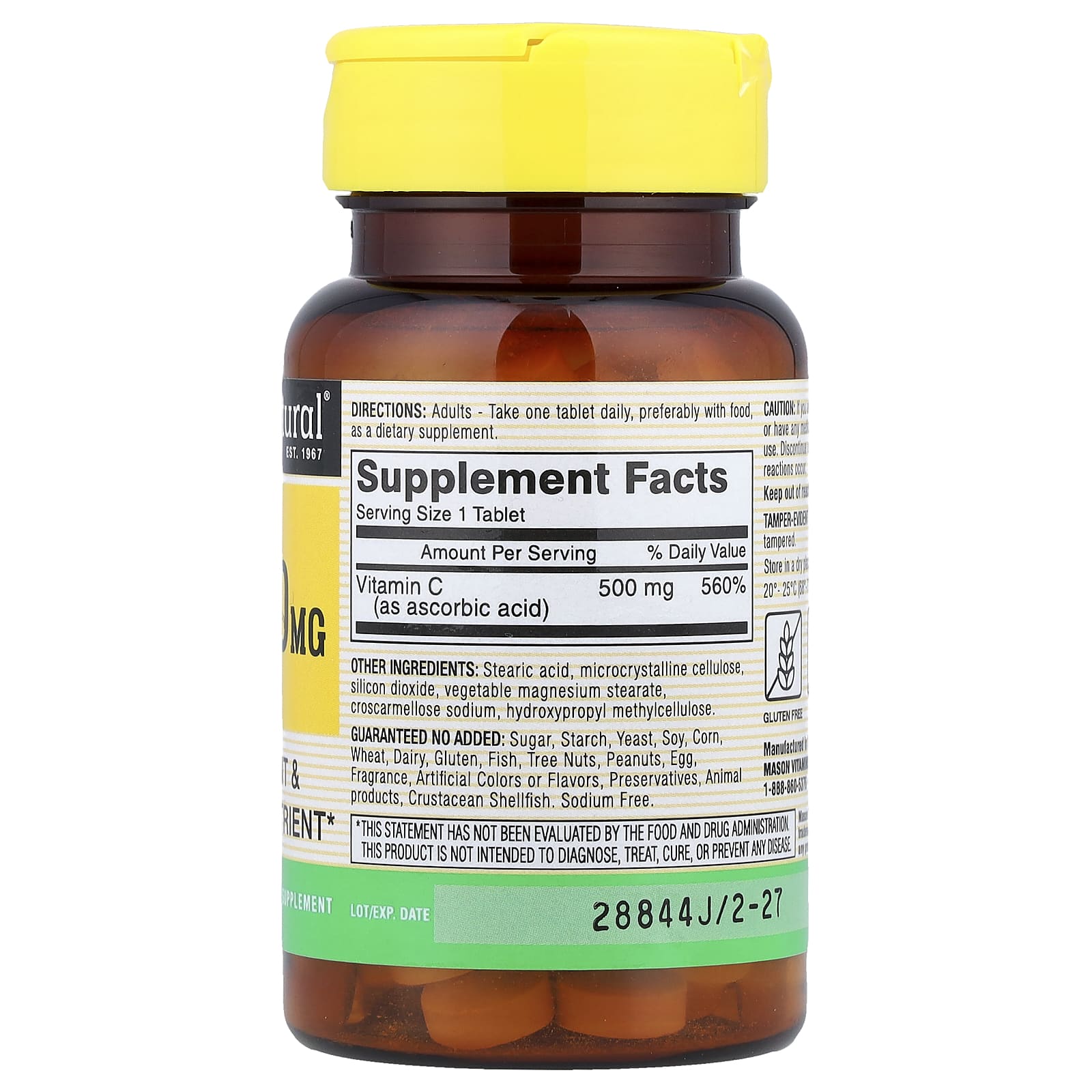 Mason Natural, Vitamin C, 500 mg, 100 Tablets