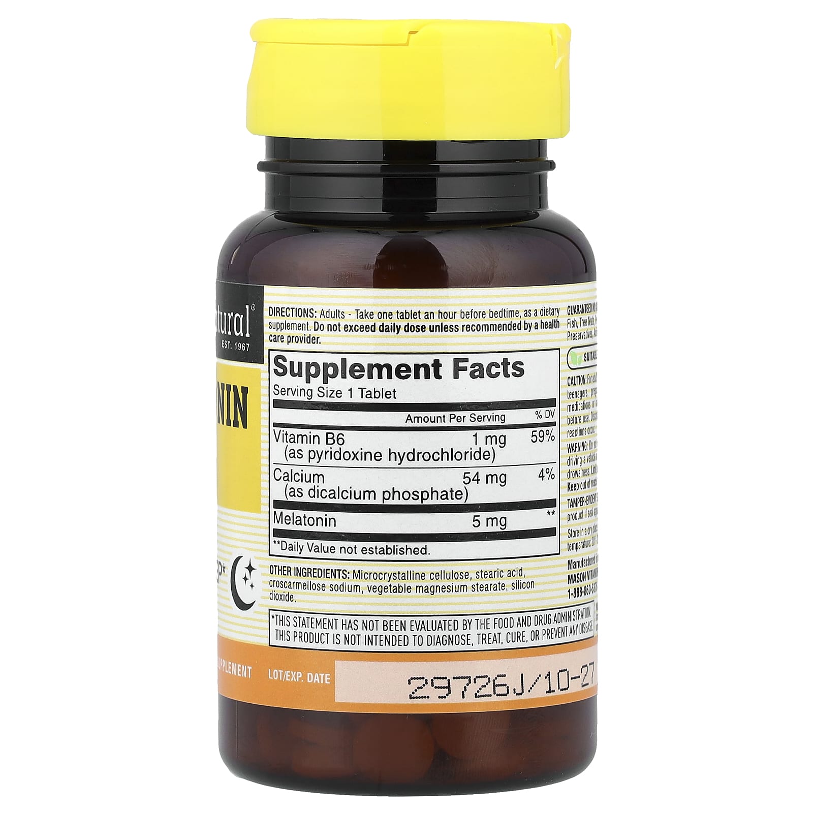 Mason Natural, Melatonin, 5 mg, 60 Tablets