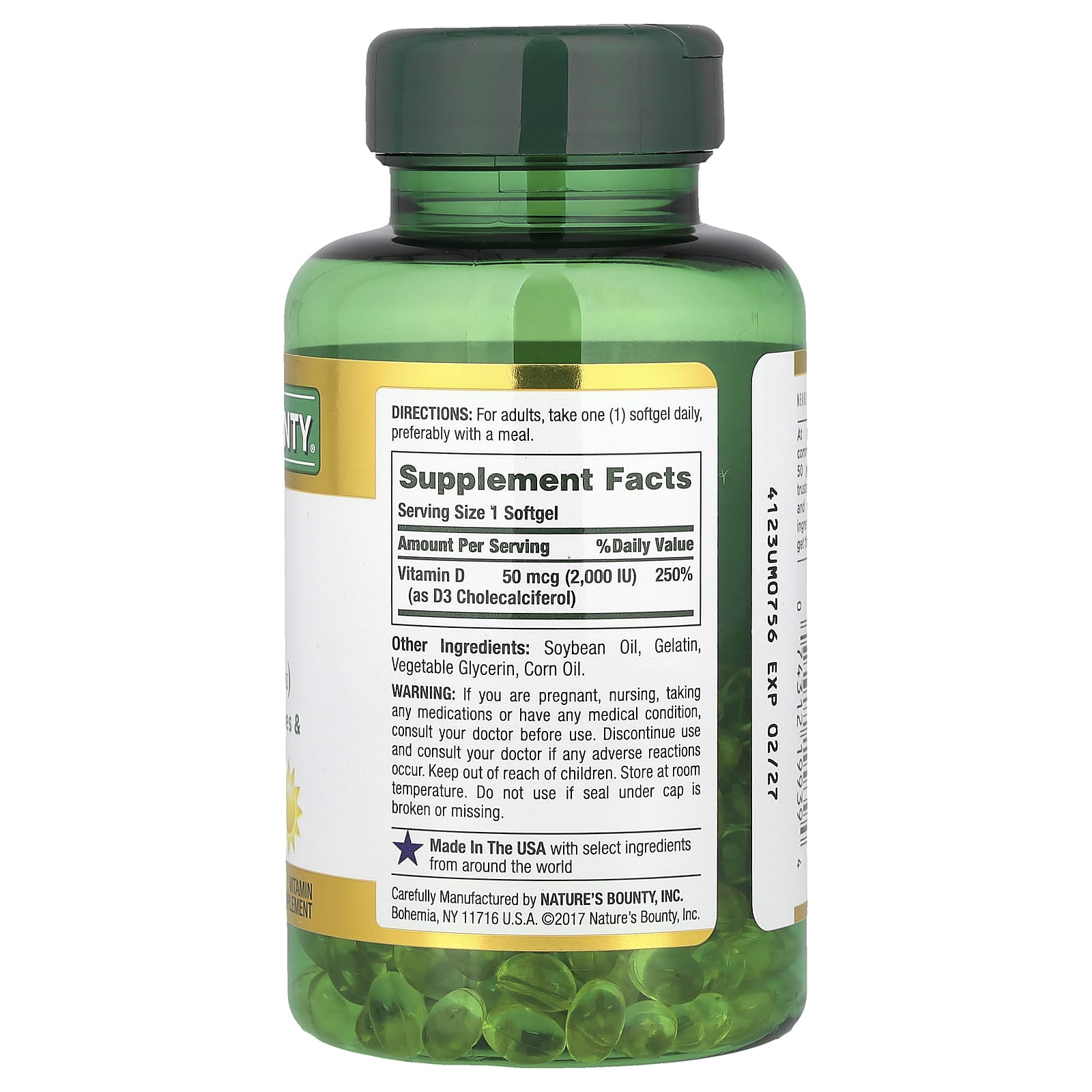Nature's Bounty, D3, 50 mcg (2,000 IU), 240 Rapid Release Softgels