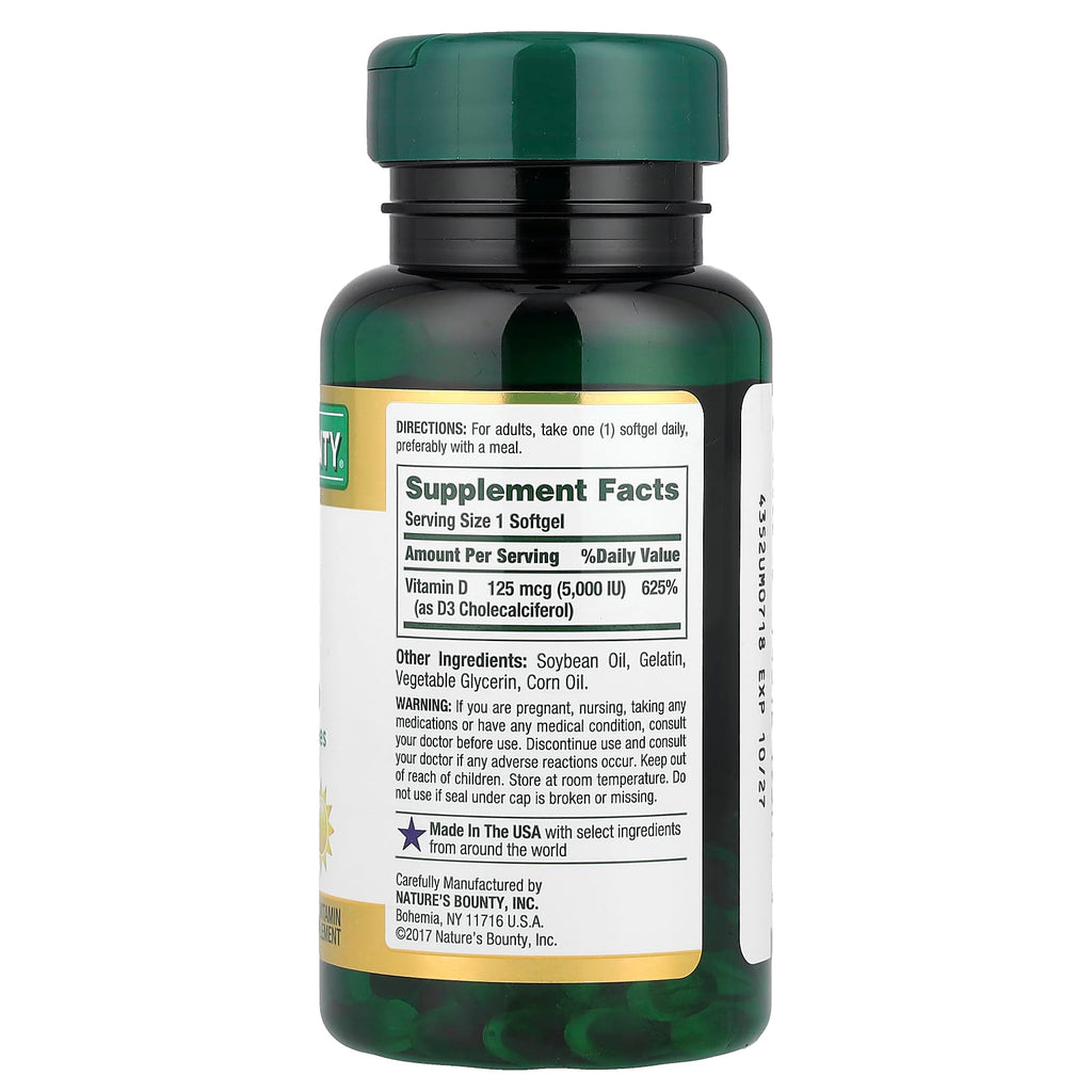 Nature's Bounty, Vitamin D3, 125 mcg (5,000 IU), 150 Rapid Release Softgels