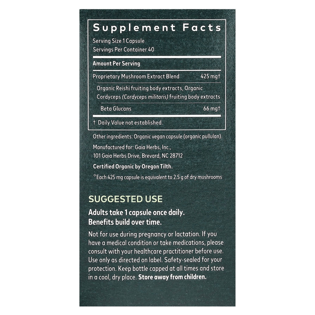 Gaia Herbs, Respiratory Mushroom Blend, 40 Vegan Capsules