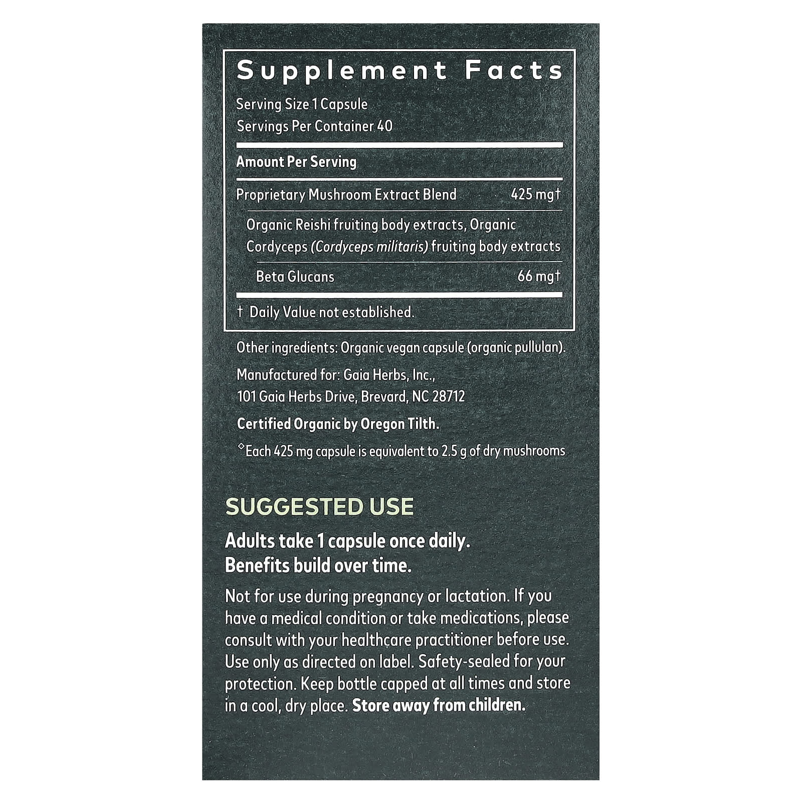 Gaia Herbs, Respiratory Mushroom Blend, 40 Vegan Capsules
