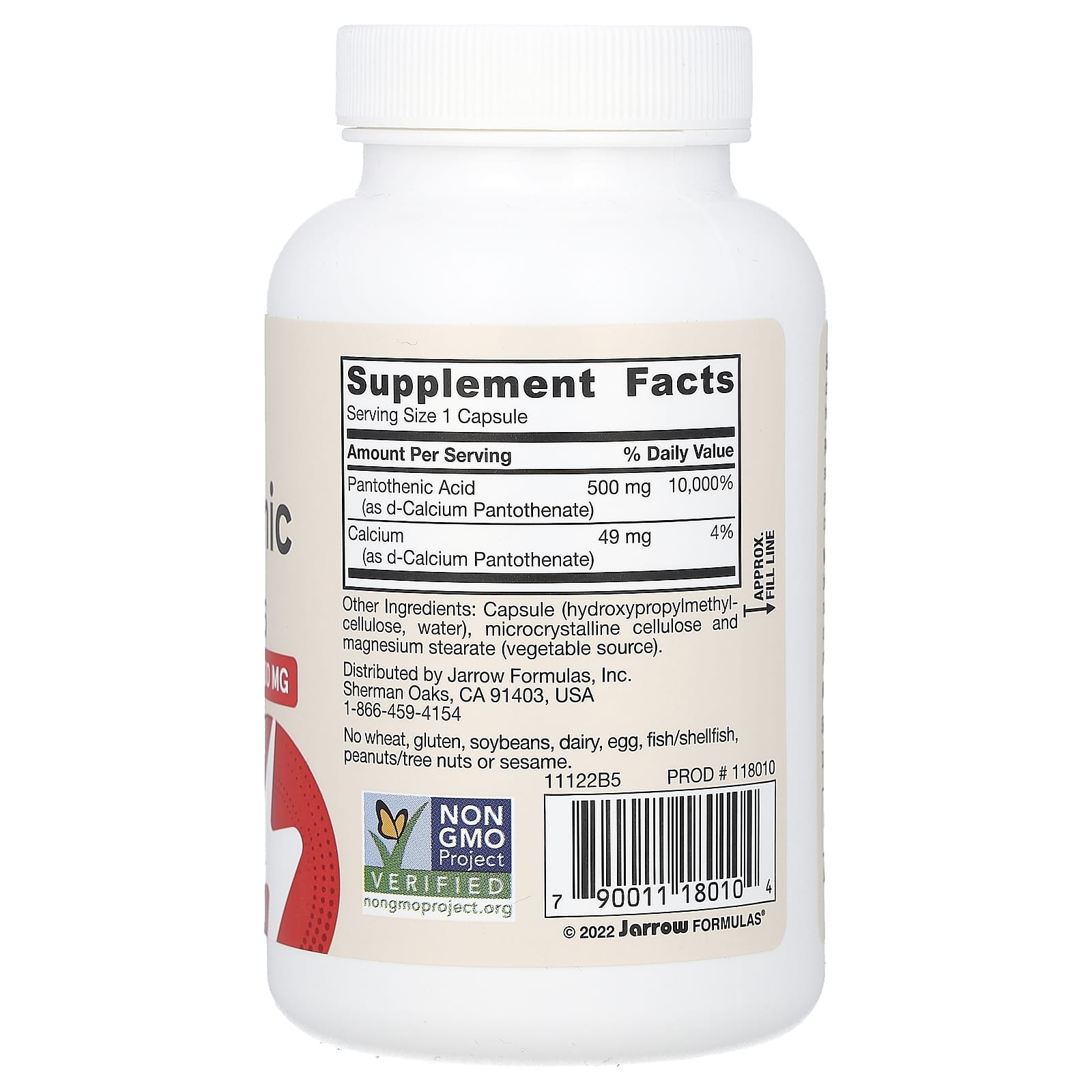 Jarrow Formulas, Pantothenic Acid B5, 100 Veggie Caps