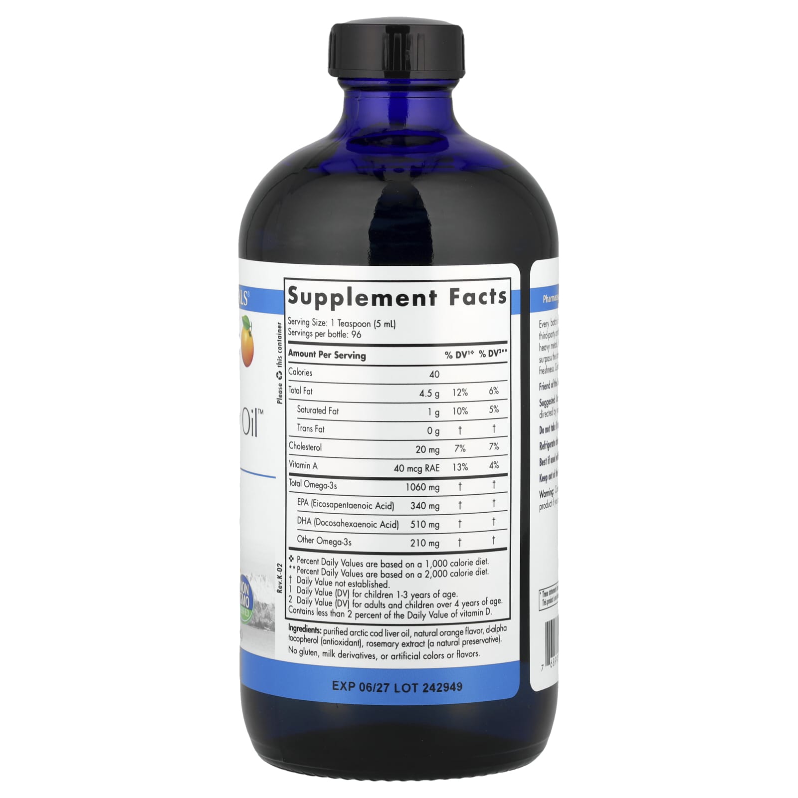 Nordic Naturals, Arctic Cod Liver Oil™, Orange, 16 fl oz (473 ml)