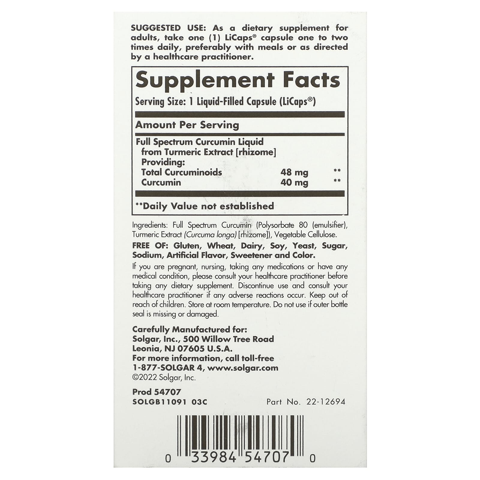 Solgar, Full Spectrum Curcumin, 60 Licaps