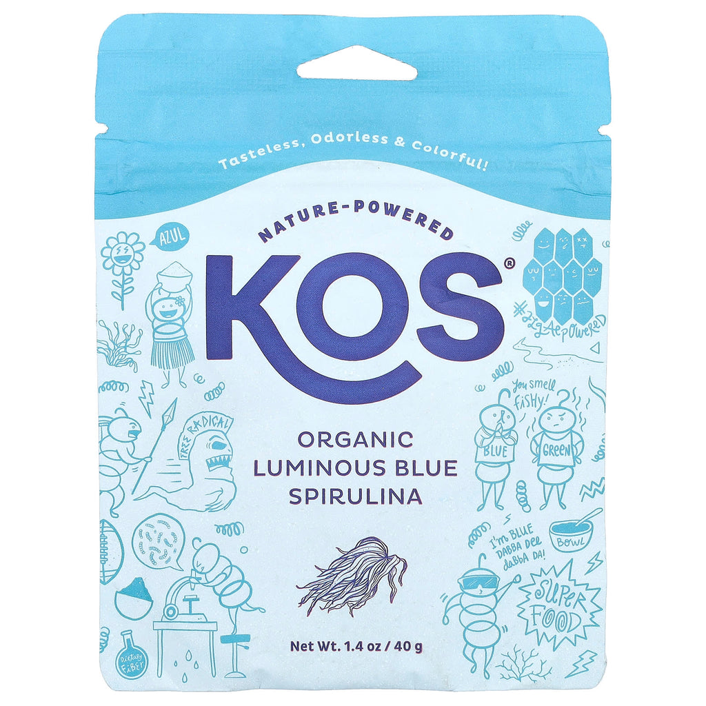 KOS, Organic Luminous Blue Spirulina Powder, 1.4 oz (40 g)