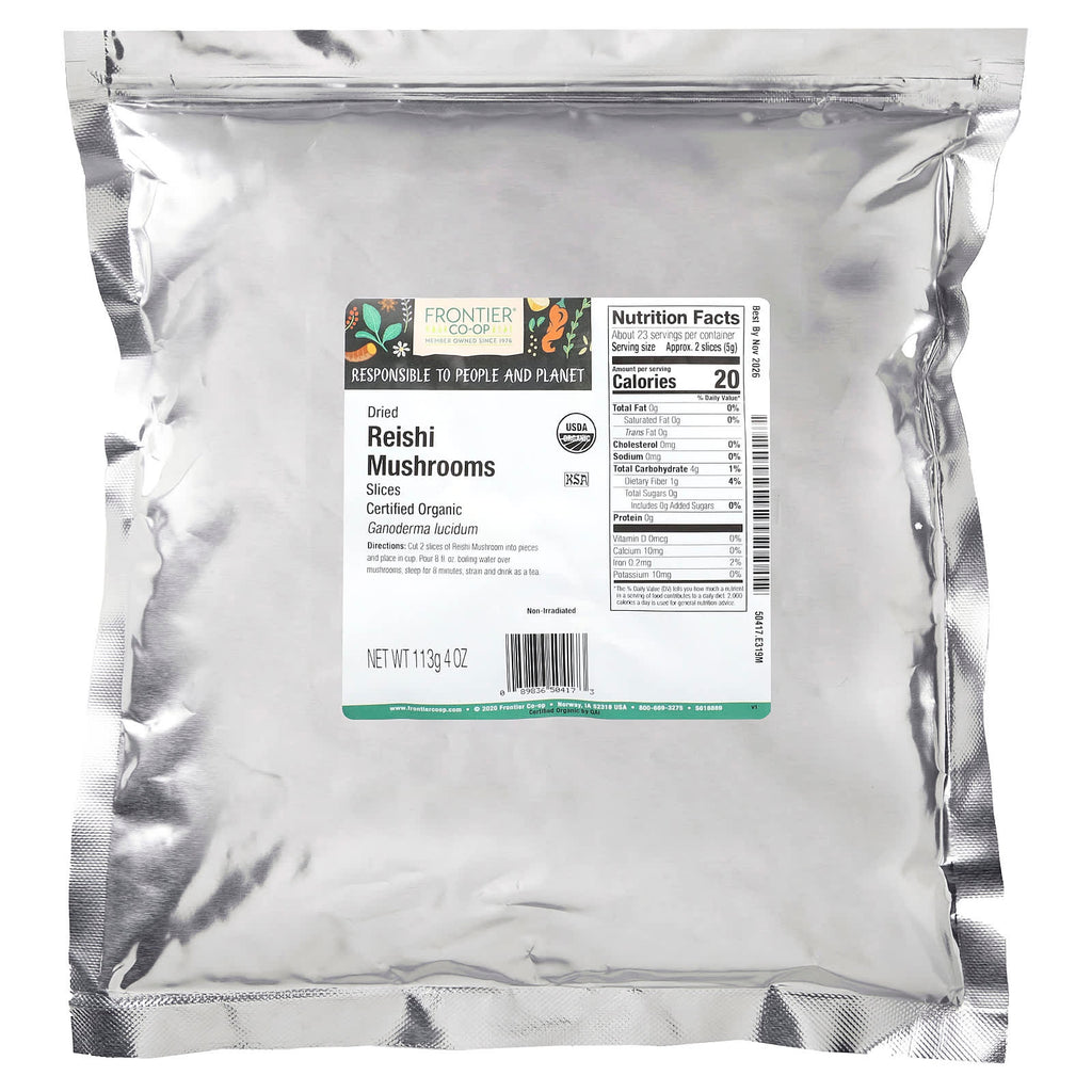 Frontier Co-op, Organic Dried Reishi Mushrooms, Slices, 4 oz (113 g)