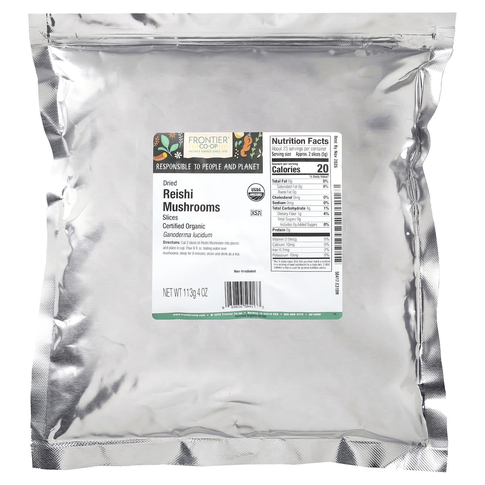 Frontier Co-op, Organic Dried Reishi Mushrooms, Slices, 4 oz (113 g)