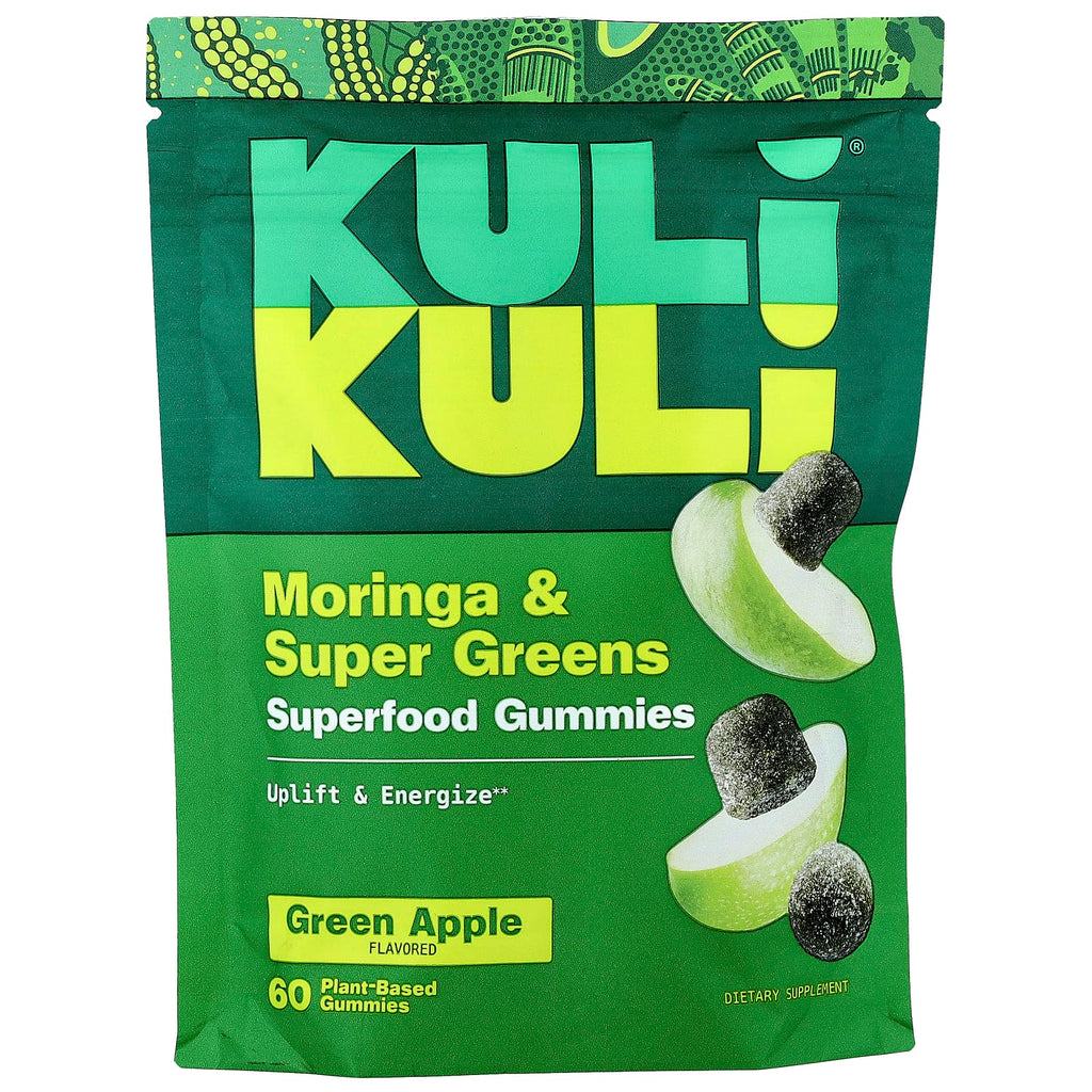 Kuli Kuli, Superfood Gummies, Moringa & Super Greens, Green Apple, 60 Plant-Based Gummies