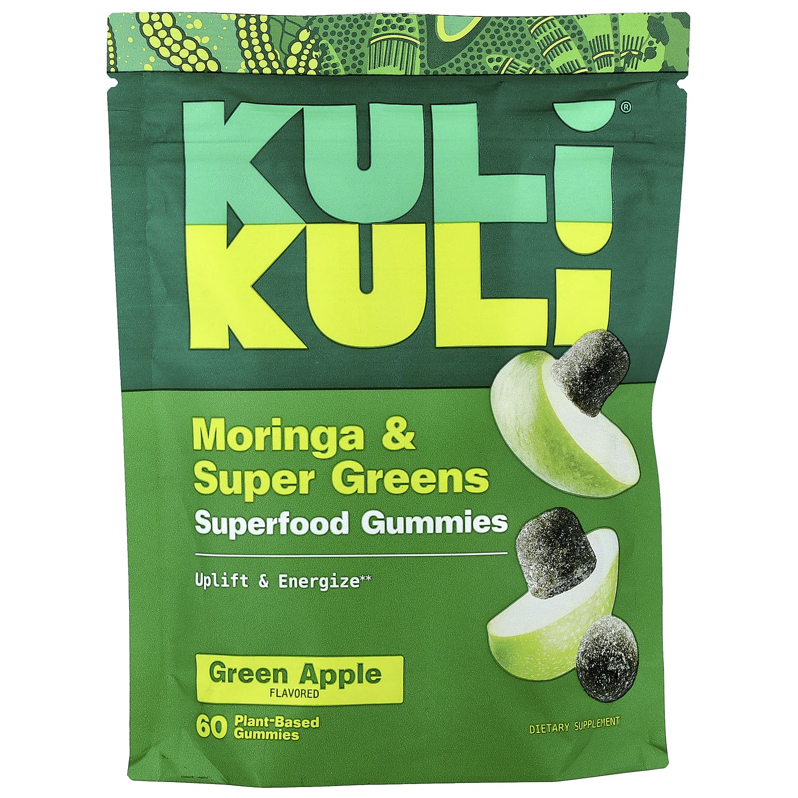 Kuli Kuli, Superfood Gummies, Moringa & Super Greens, Green Apple, 60 Plant-Based Gummies
