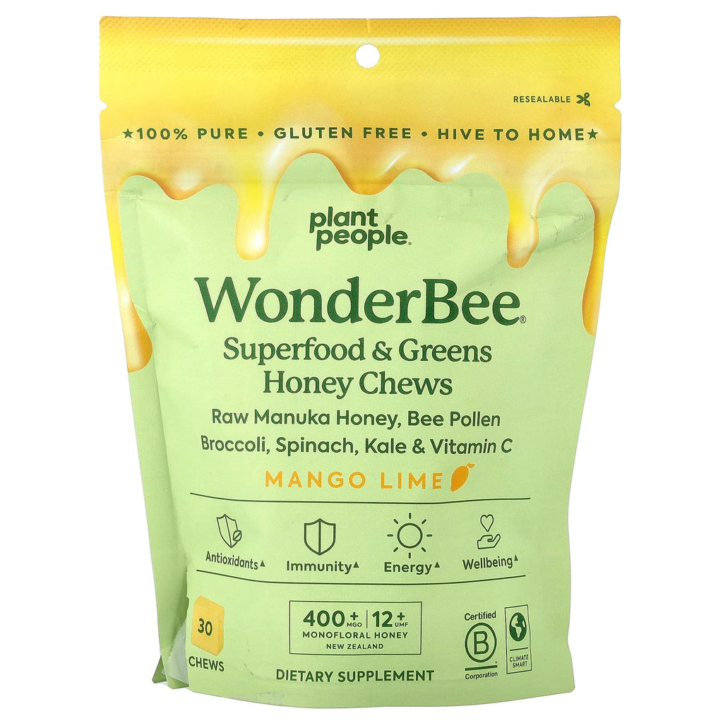Plant People, WonderBee®, Superfood & Greens Honey Chews, Mango Lime, 30 Chews