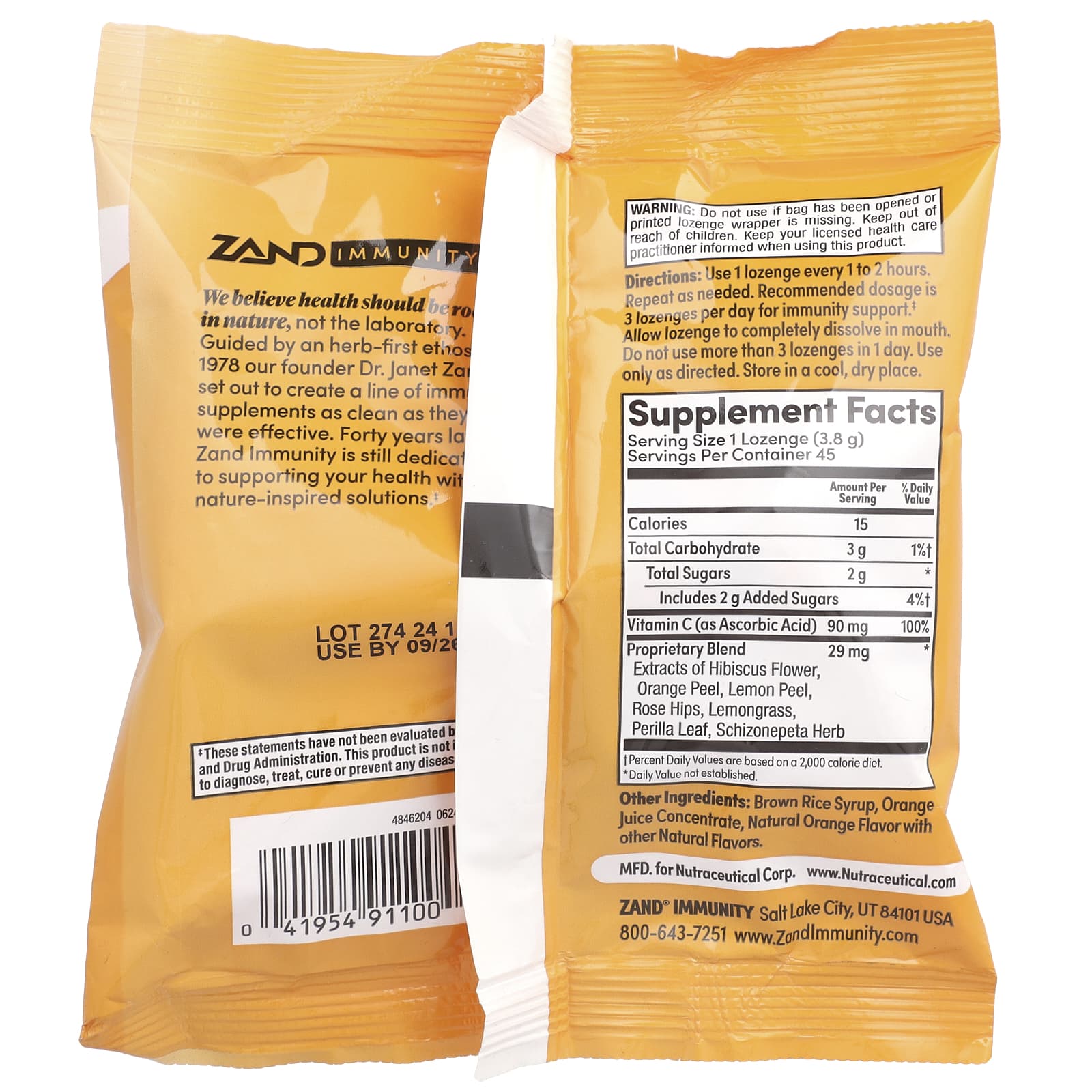 Zand, Immunity, Orange C, Natural, 45 Lozenges