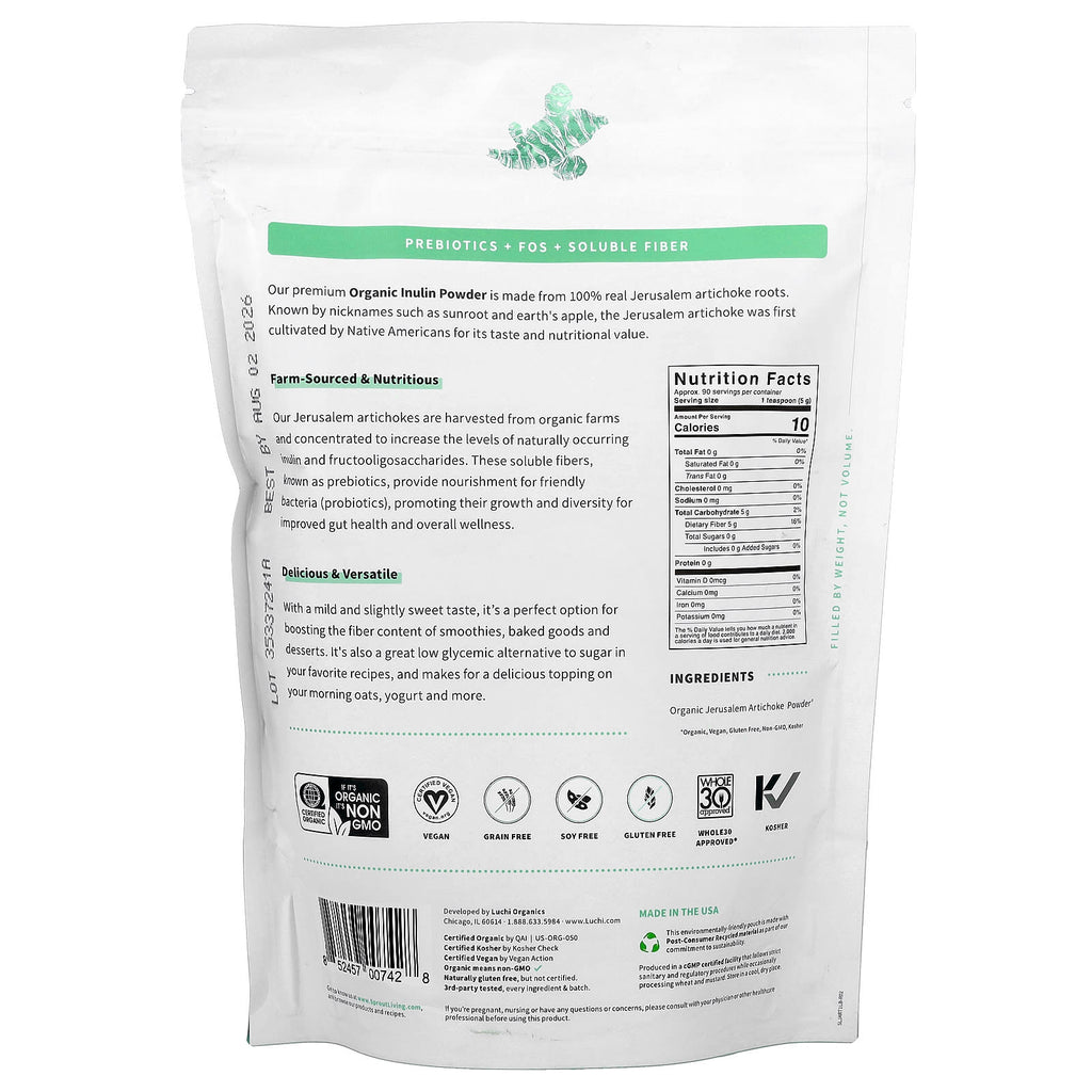 Sprout Living, Organic Prebiotic Inulin, Superfood Powder, 1 lb (454 g)