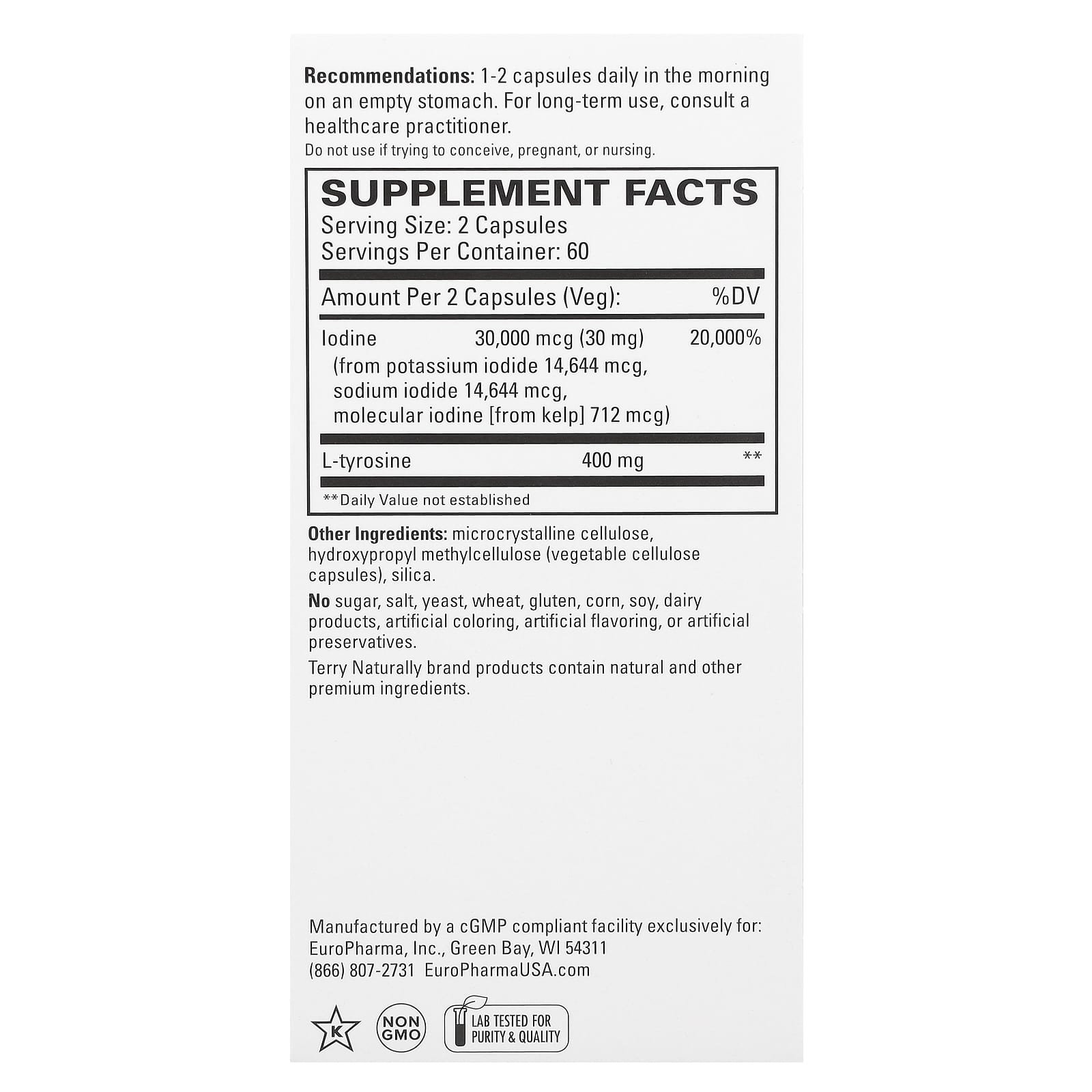 Terry Naturally, Thyroid Care, 120 Capsules