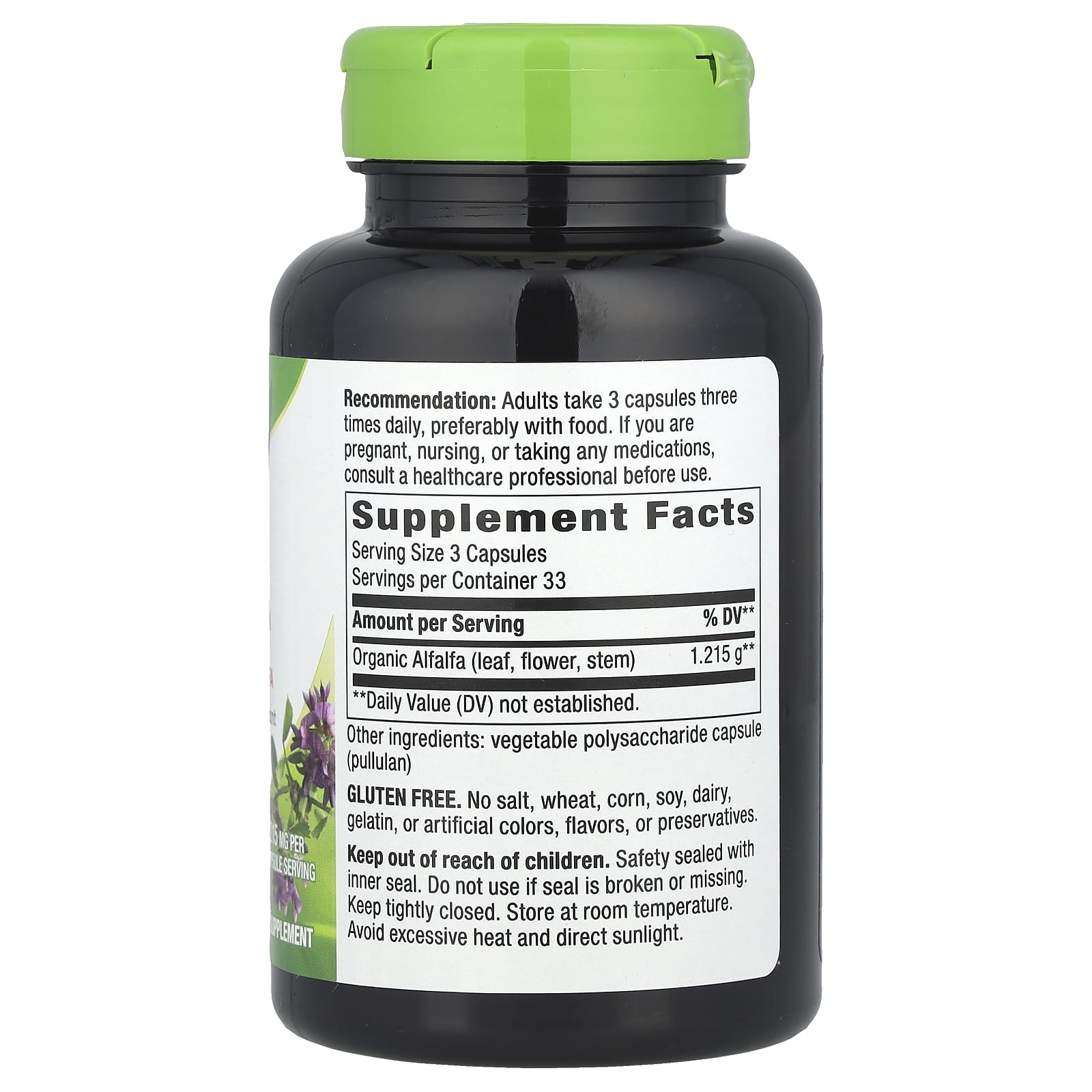 Nature's Way, Alfalfa, 100 Vegan Capsules (405 mg per Capsule)