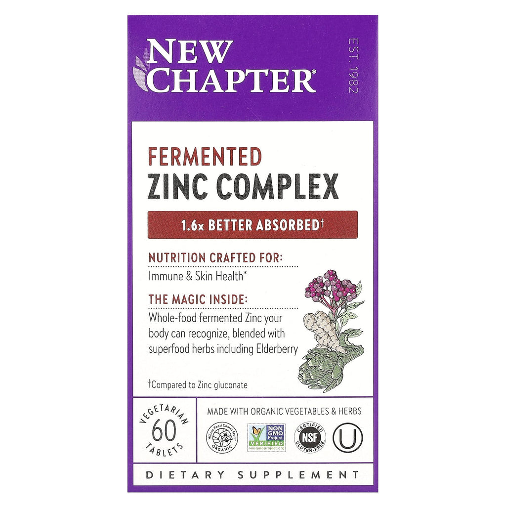 New Chapter, Fermented Zinc Complex, 60 Vegetarian Tablets