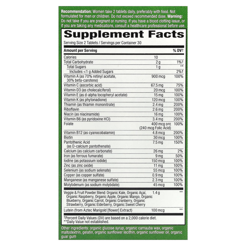 Nature's Way, Alive! Garden Goodness, Women's Multivitamin, 60 Tablets