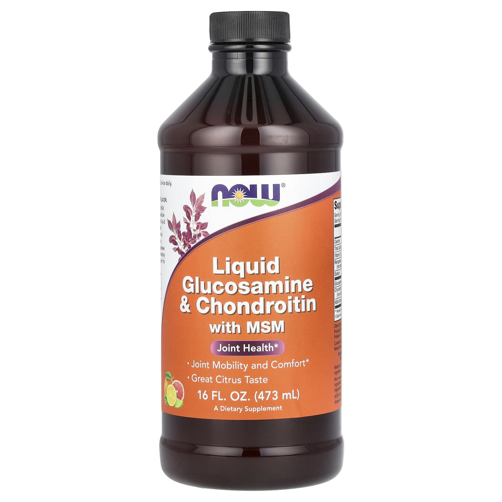 NOW Foods, Liquid Glucosamine & Chondroitin with MSM, Citrus, 16 fl oz (473 ml)