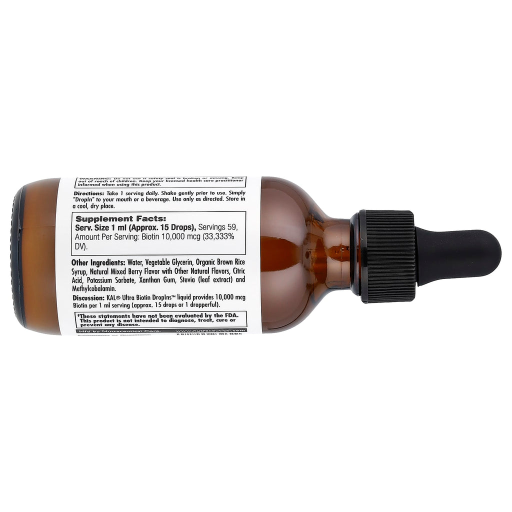 KAL, Ultra Biotin, Mixed Berry, 10,000 mcg, 2 fl oz (59 ml)