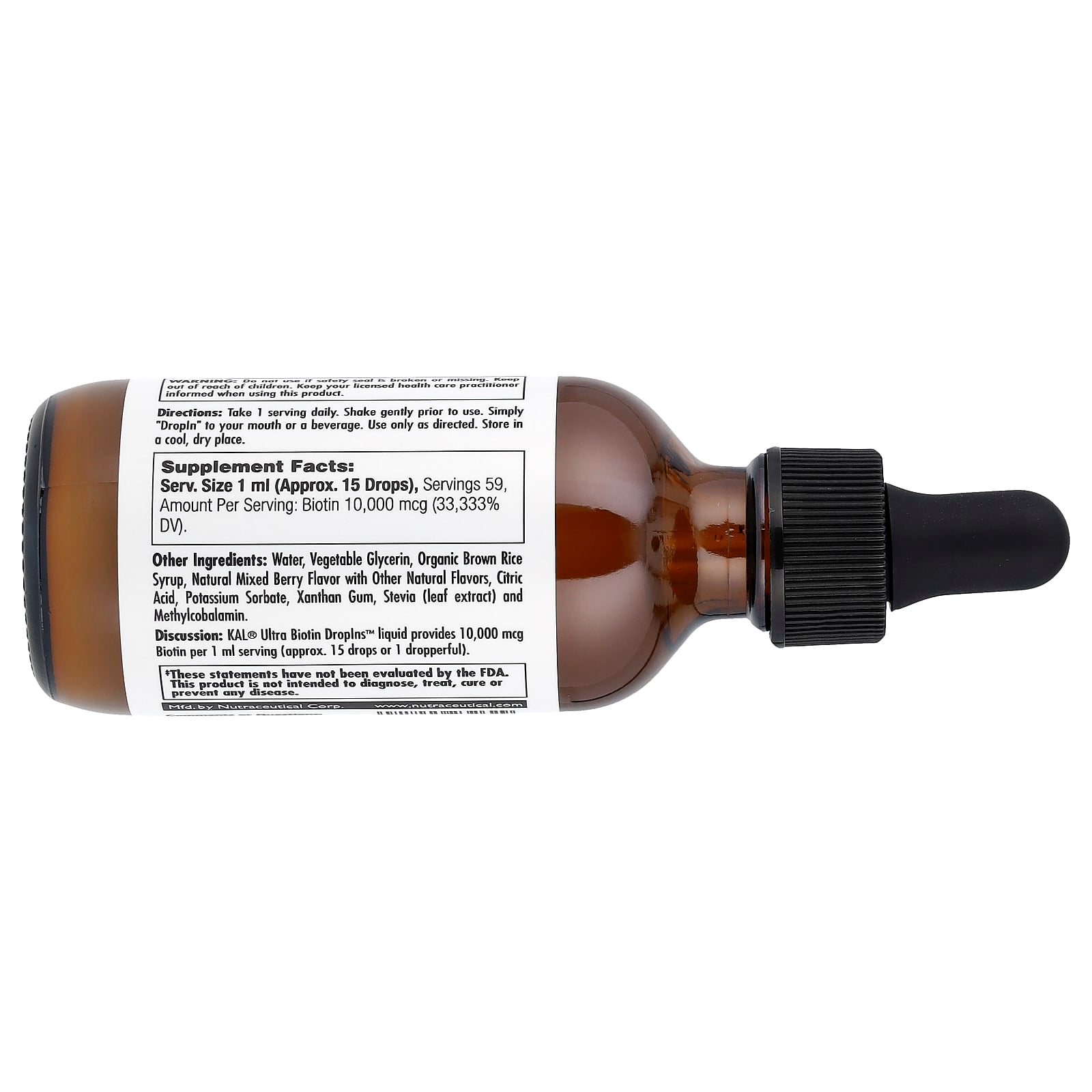 KAL, Ultra Biotin, Mixed Berry, 10,000 mcg, 2 fl oz (59 ml)