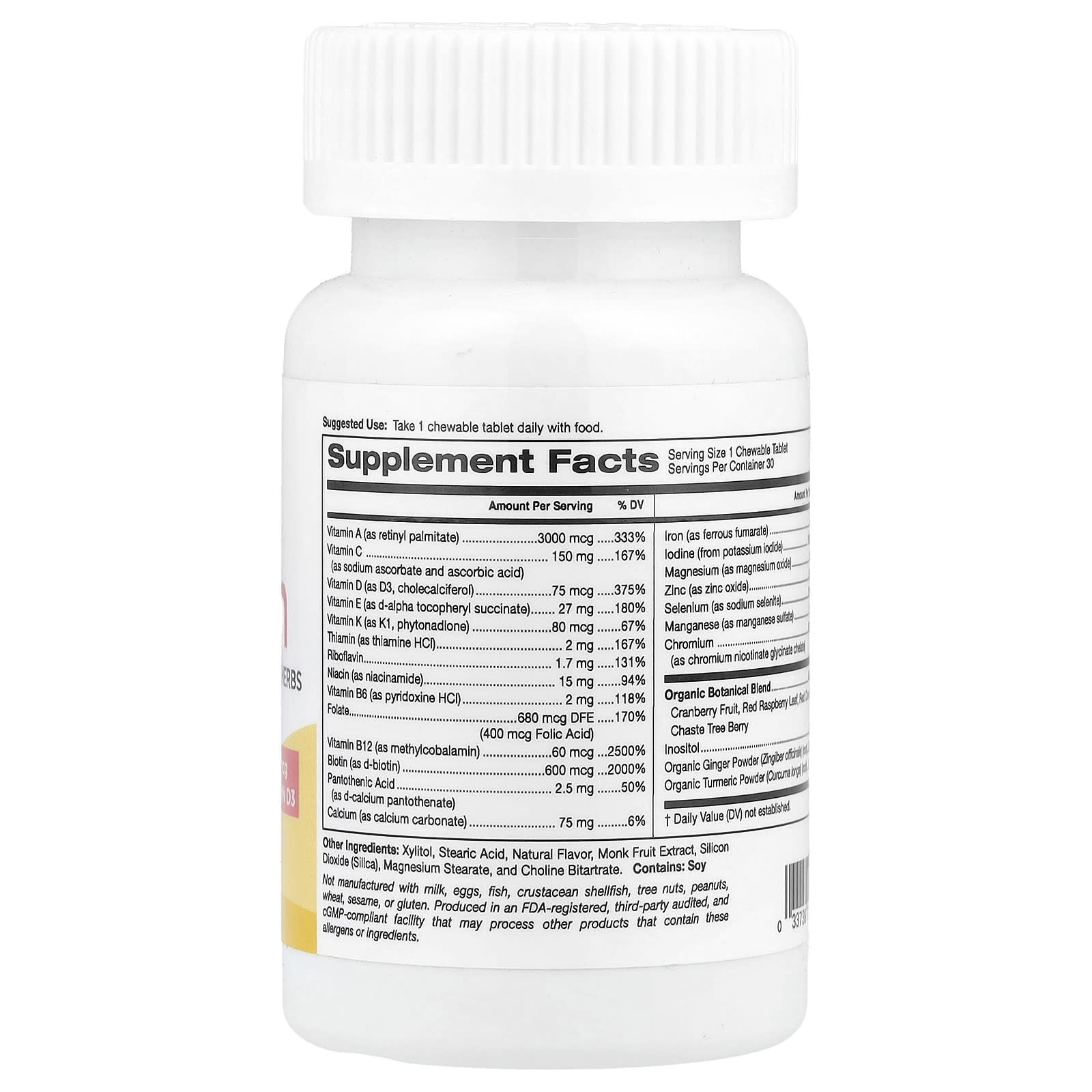 Super Nutrition, SimplyOne®, Women, Multivitamin + Supporting Herbs with Vitamin A, and Organic Botanical Blend, Wild-Berry, 30 Chewables