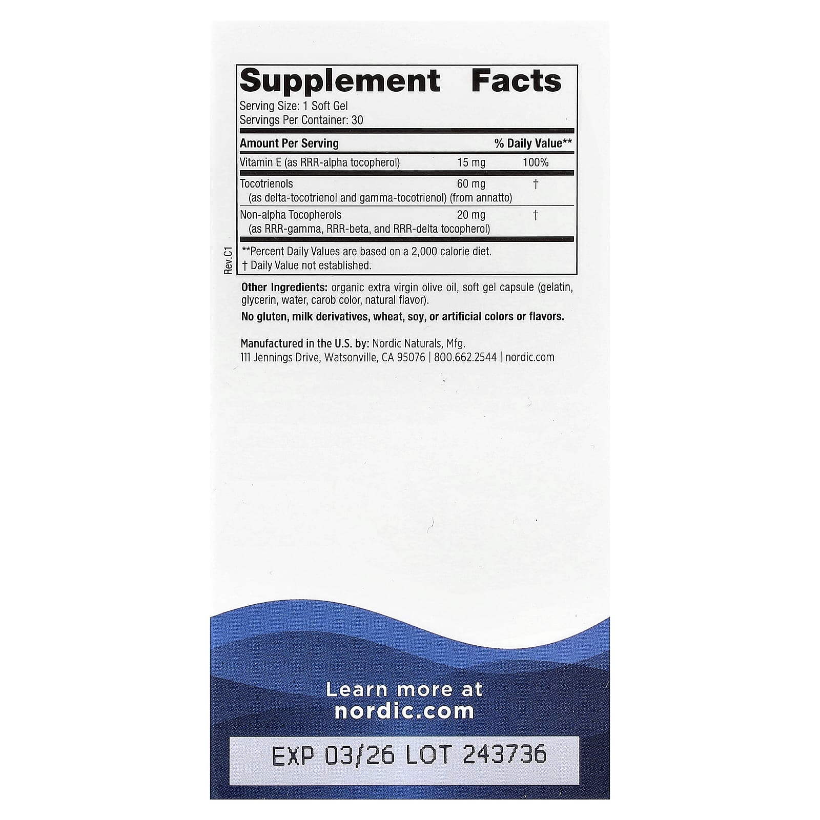 Nordic Naturals, Vitamin E Complex, 30 Soft Gels