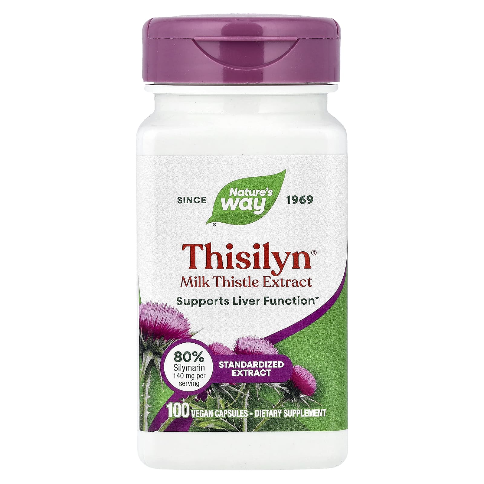 Nature's Way, Thisilyn®, Milk Thistle Extract, Standardized, 100 Vegan Capsules (175 mg per Capsule)