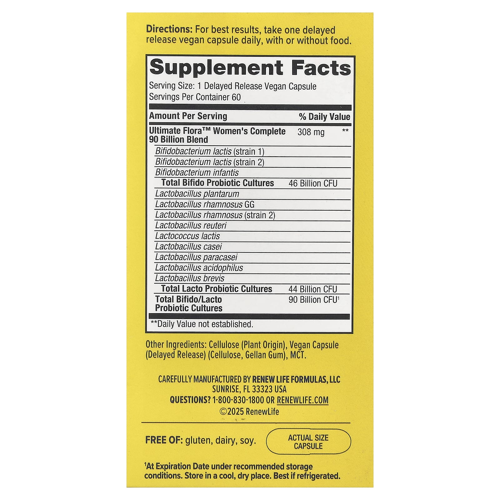 Renew Life, Women's Wellness, Women's Care Probiotic, 90 Billion CFU, 60 Vegetarian Capsules