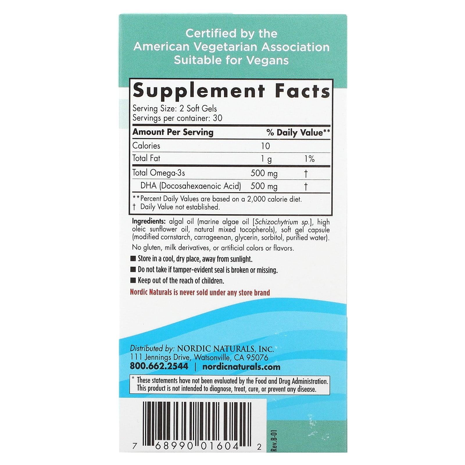 Nordic Naturals, Algae DHA, 60 Soft Gels (250 mg per Soft Gel )