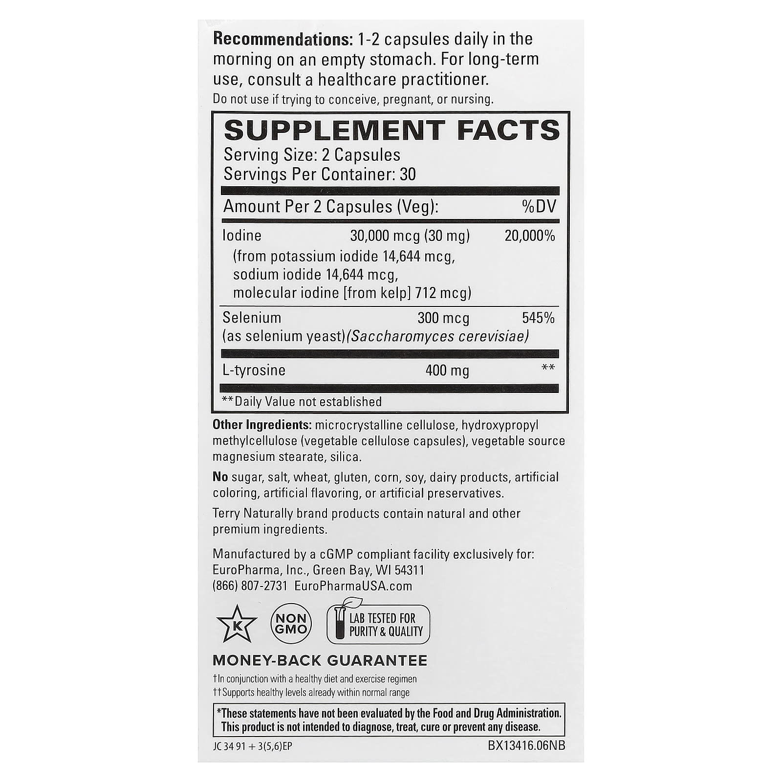 Terry Naturally, Thyroid Care™ Plus with Selenium, 60 Capsules