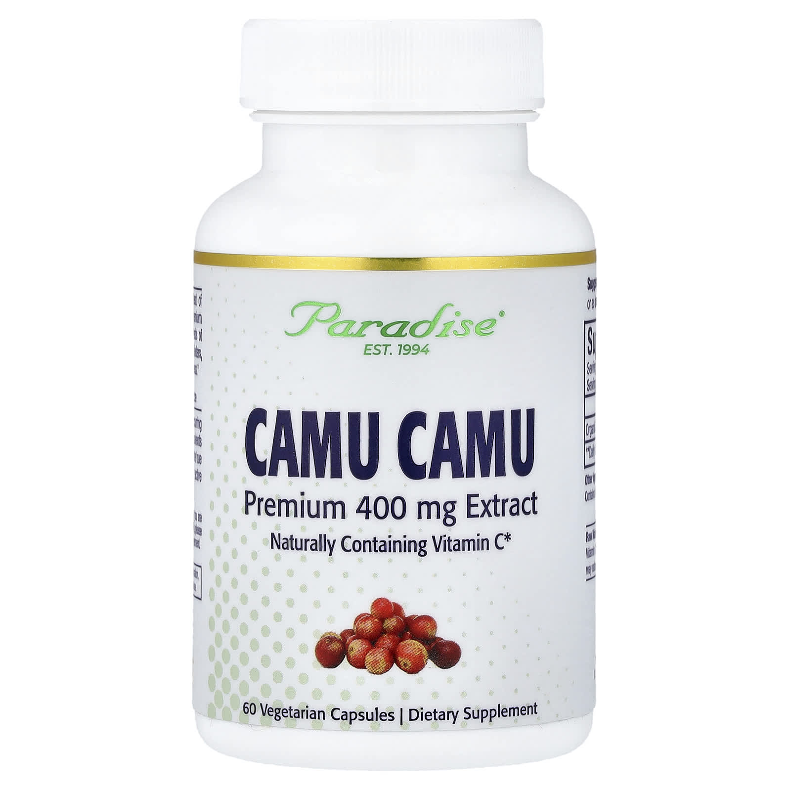 Paradise Herbs, Camu Camu Extract, 400 mg, 60 Vegetarian Capsules
