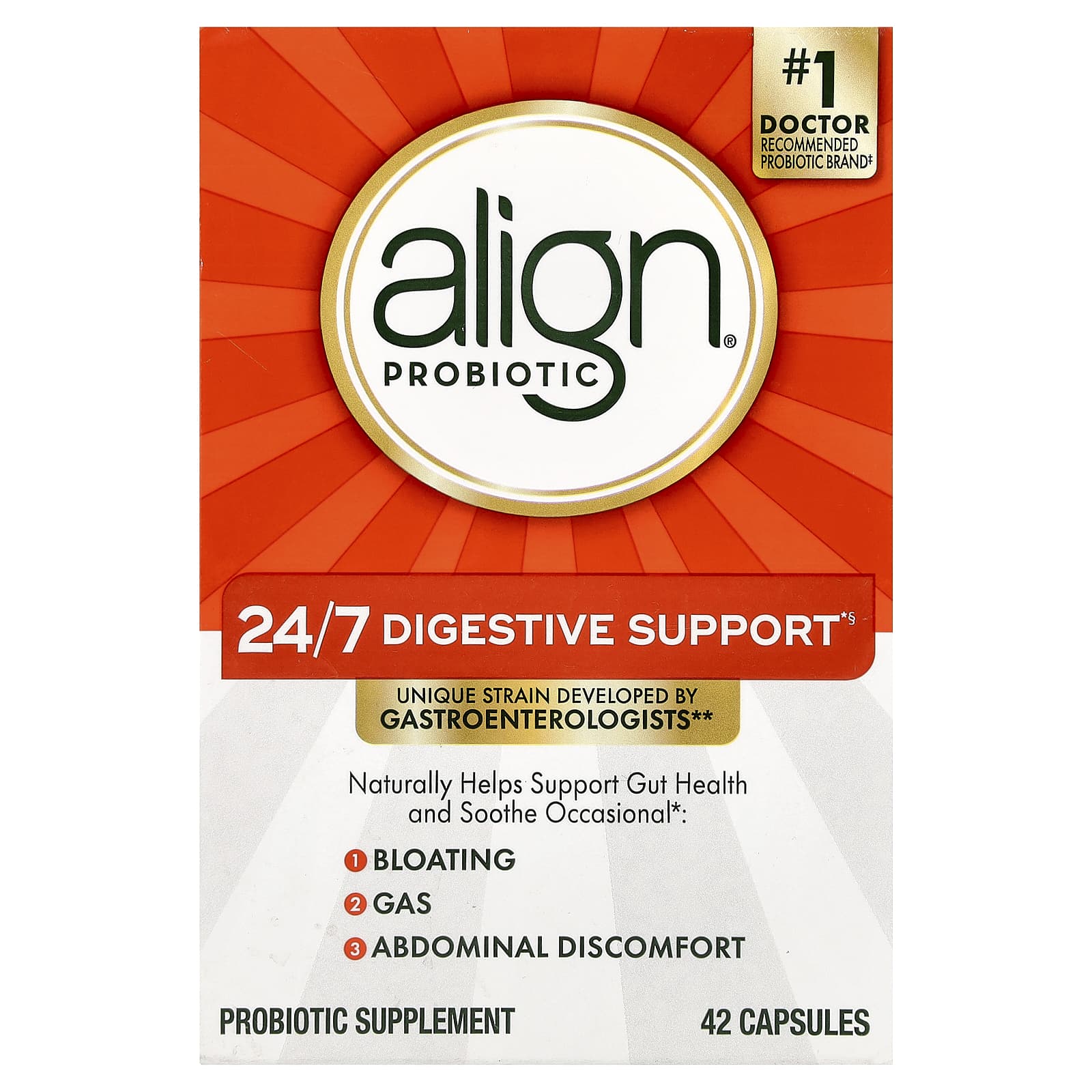 Align Probiotics, 24/7 Digestive Support, 42 Capsules (10 mg per Capsule)
