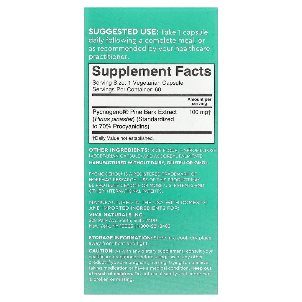 Viva Naturals, French-Maritime Pycnogenol®, 100 mg, 60 Veggie Capsules