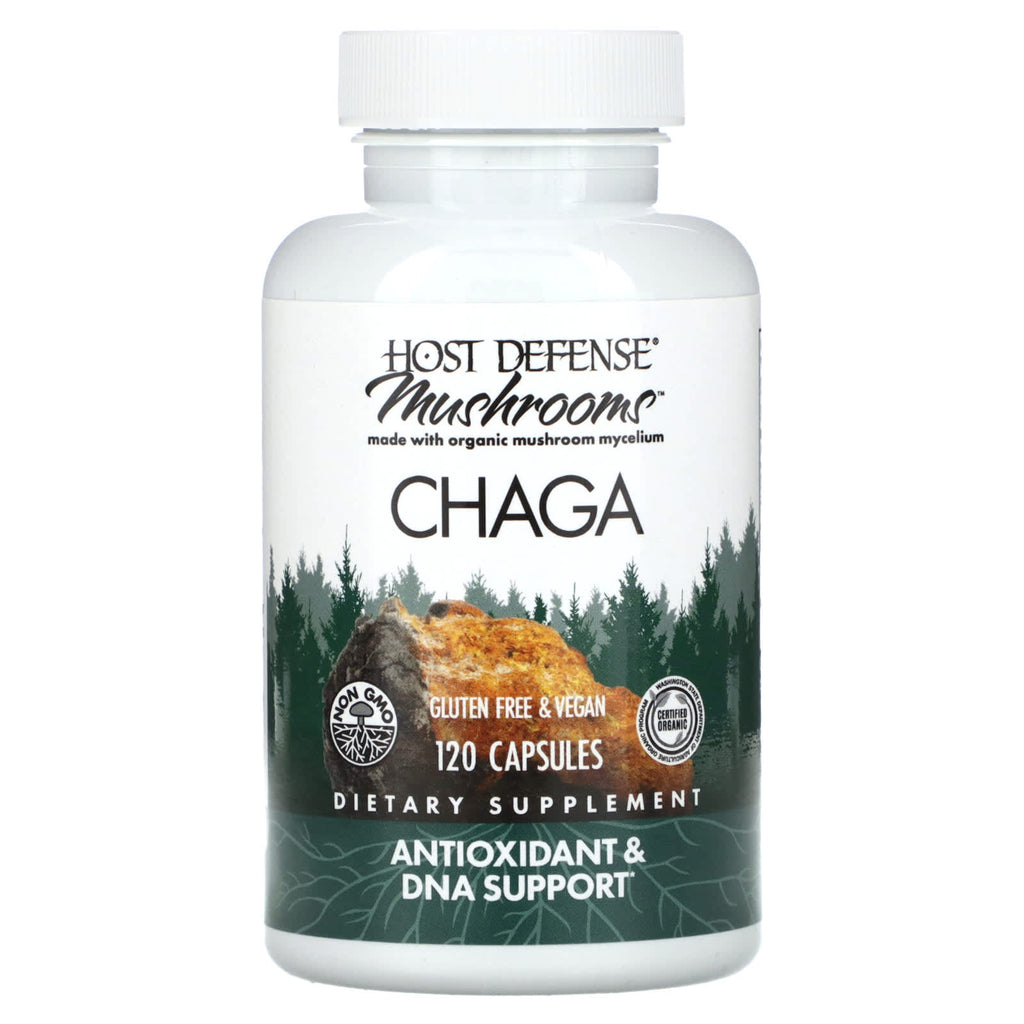 Host Defense, Mushrooms, Chaga, 120 Capsules (0.5 g per Capsule)