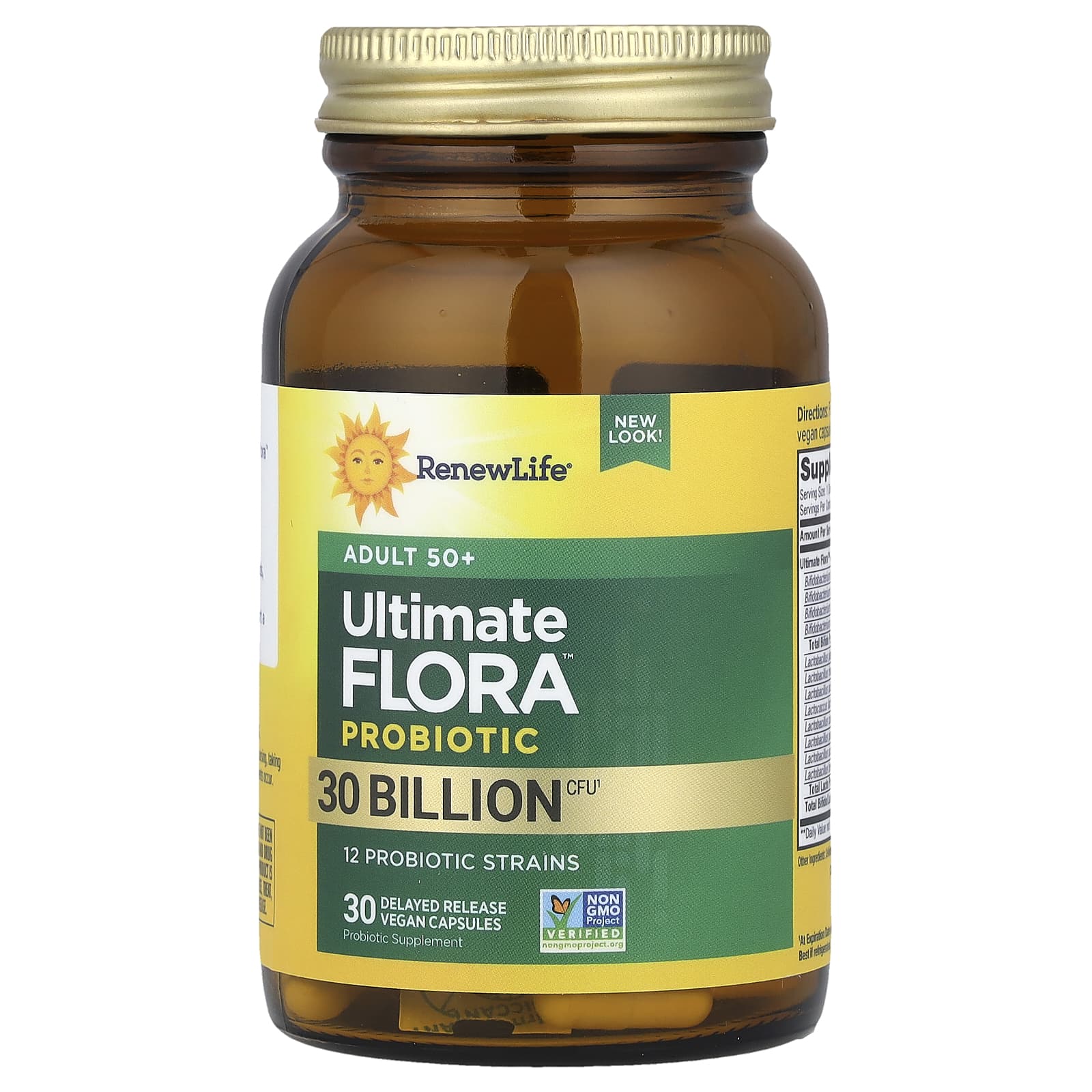 Renew Life, Ultimate Probiotic Flora™, Adult 50+ , 30 Billion CFU, 30 Delayed Release Vegan Capsules