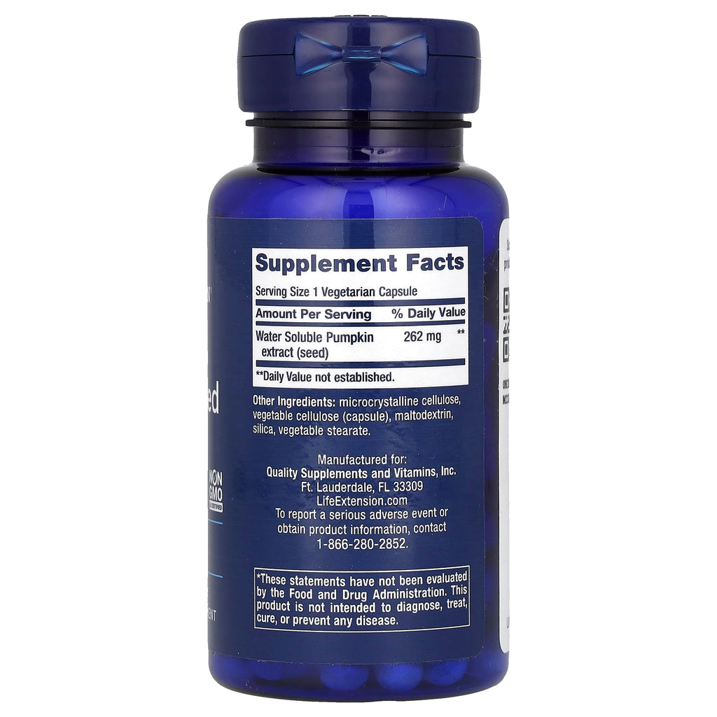 Life Extension, Water-Soluble Pumpkin Seed Extract, 60 Vegetarian Capsules (262 mg per Capsule)
