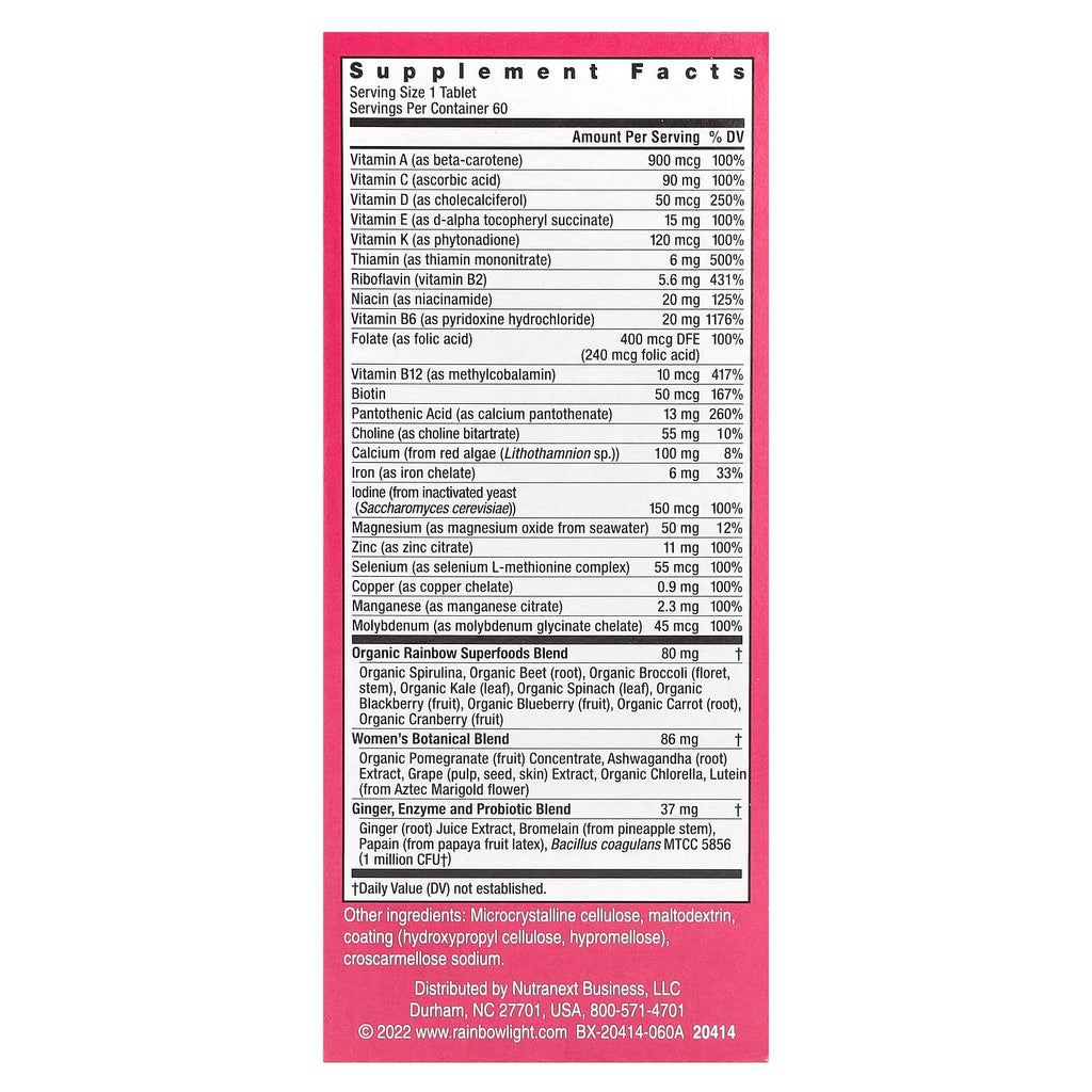Rainbow Light, Women's One™ Daily Multivitamin, High Potency, 60 Vegetarian Tablets